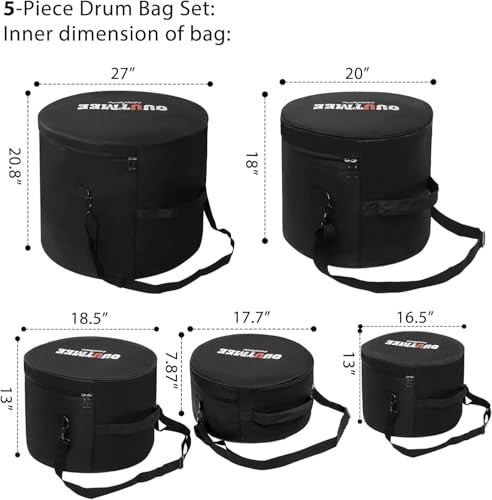 5-Piece Drum Bag Set for 12", 13", 14" Snare,16", 22" Floor Tom, Large Bass