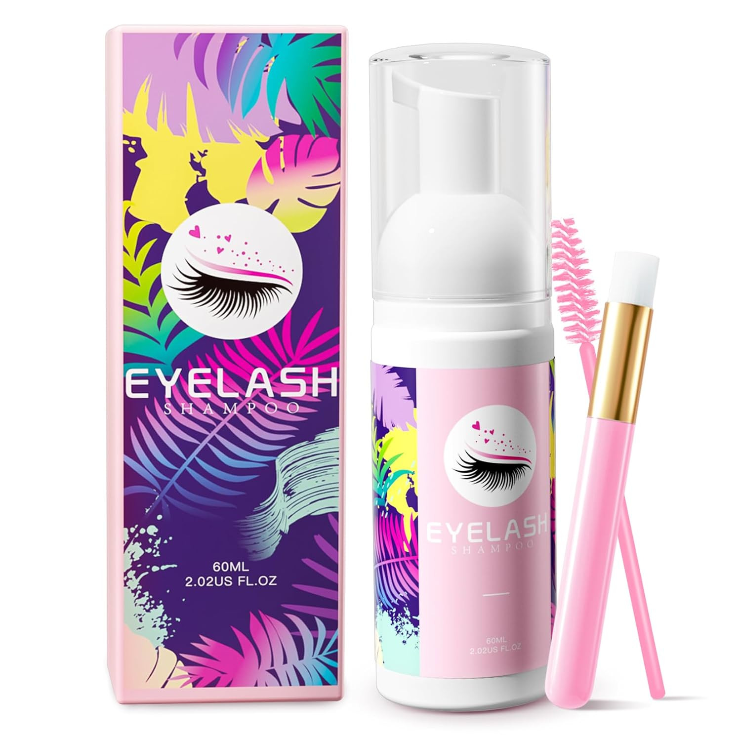 Lash Shampoo for Eyelash Extension, 60Ml/.11Fl.Oz Eyelash Shampoo Kit with Lash