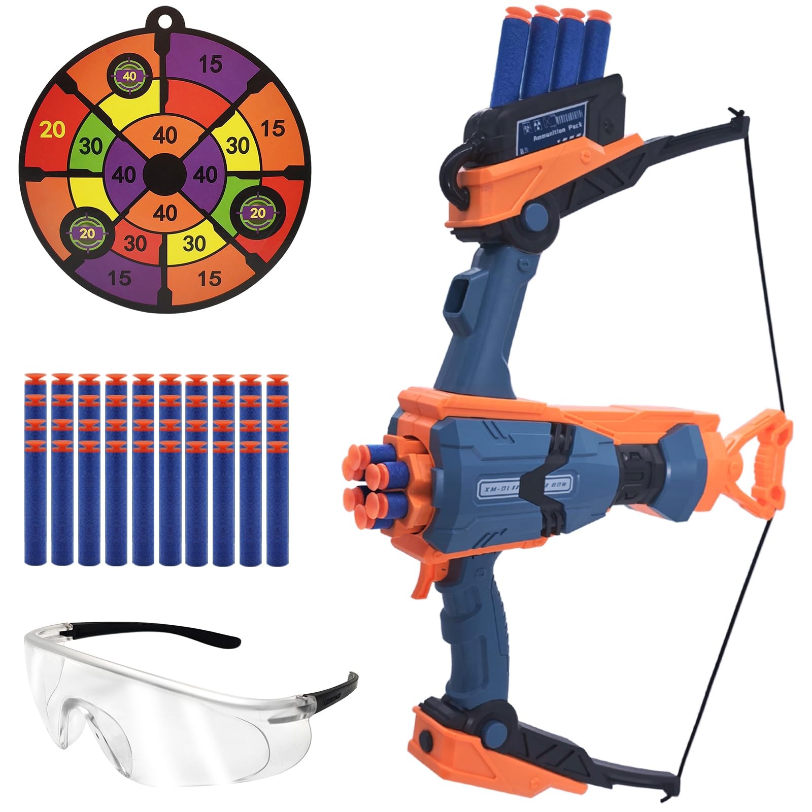 Bow and Arrow for Nerf Bullets, 6-Dart Rotating Drum, Easy to Use, Durable AB...