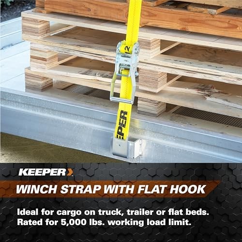 4"x30' Winch Strap Flat Hook 5000 lbs WLL 15000 lbs Break Strength Heavy Duty