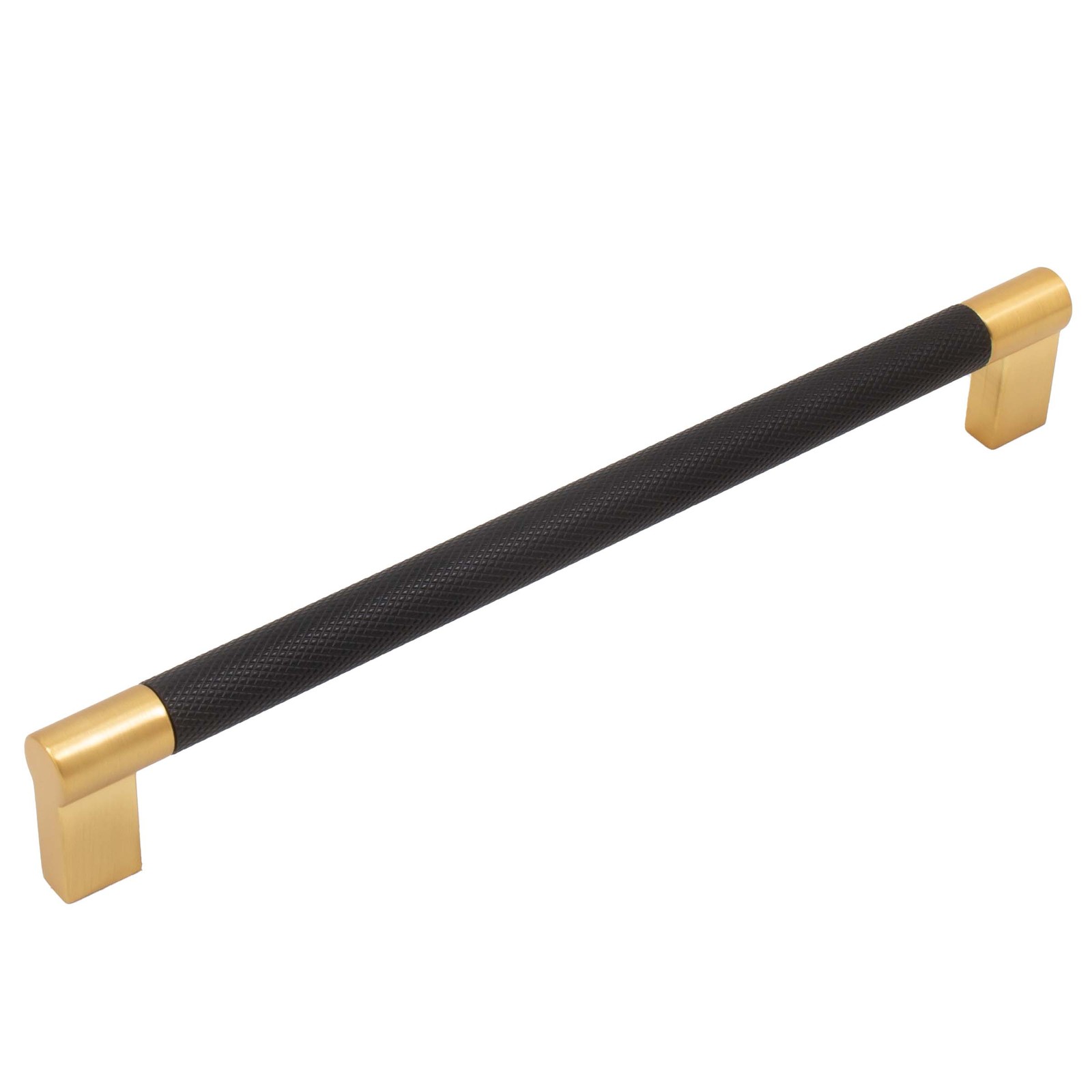 Urban Cabinet Pull, 192 Millimeters, Matte Black with Satin Brass Ends by Stone