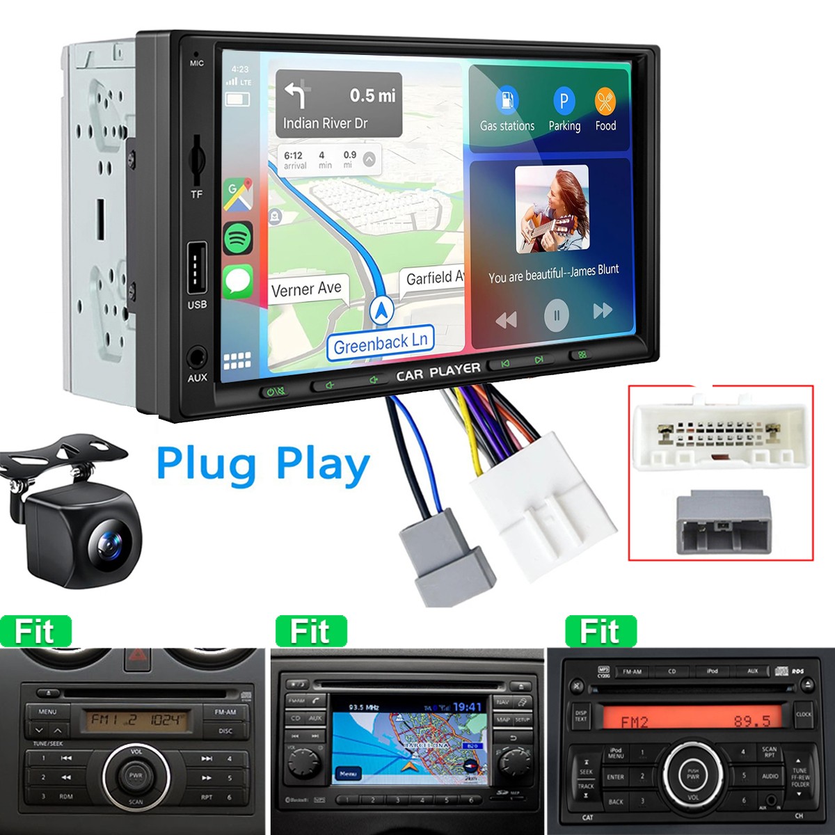 Car Stereo Radio AM FM Apple CarPlay GPS For Nissan Versa Rogue Cube March Juke