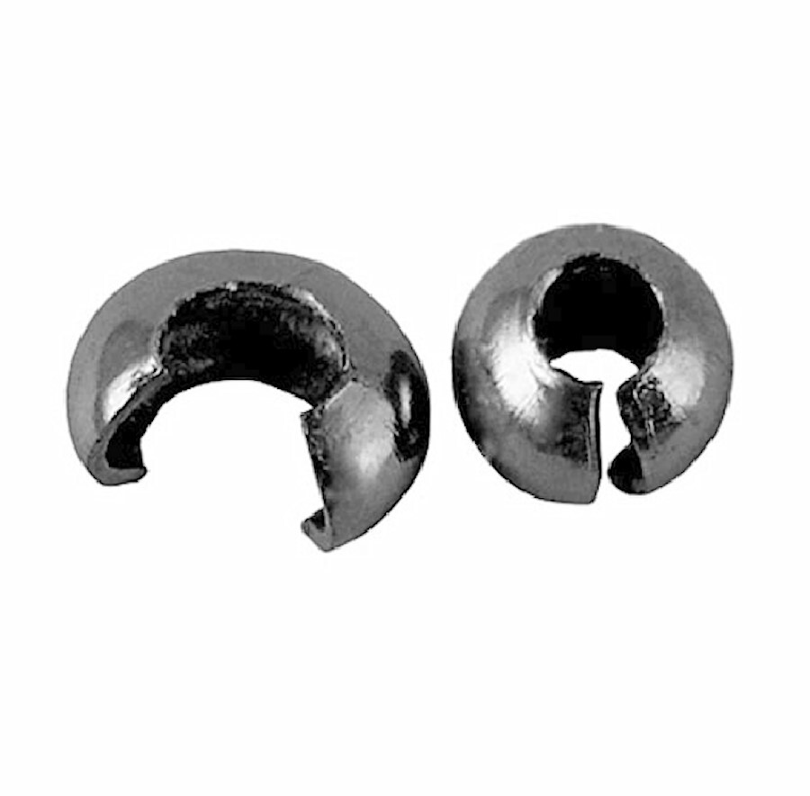 144 Black Oxide Plated Brass 3mm Smooth Crimp Covers to Hide Crimps & Knots