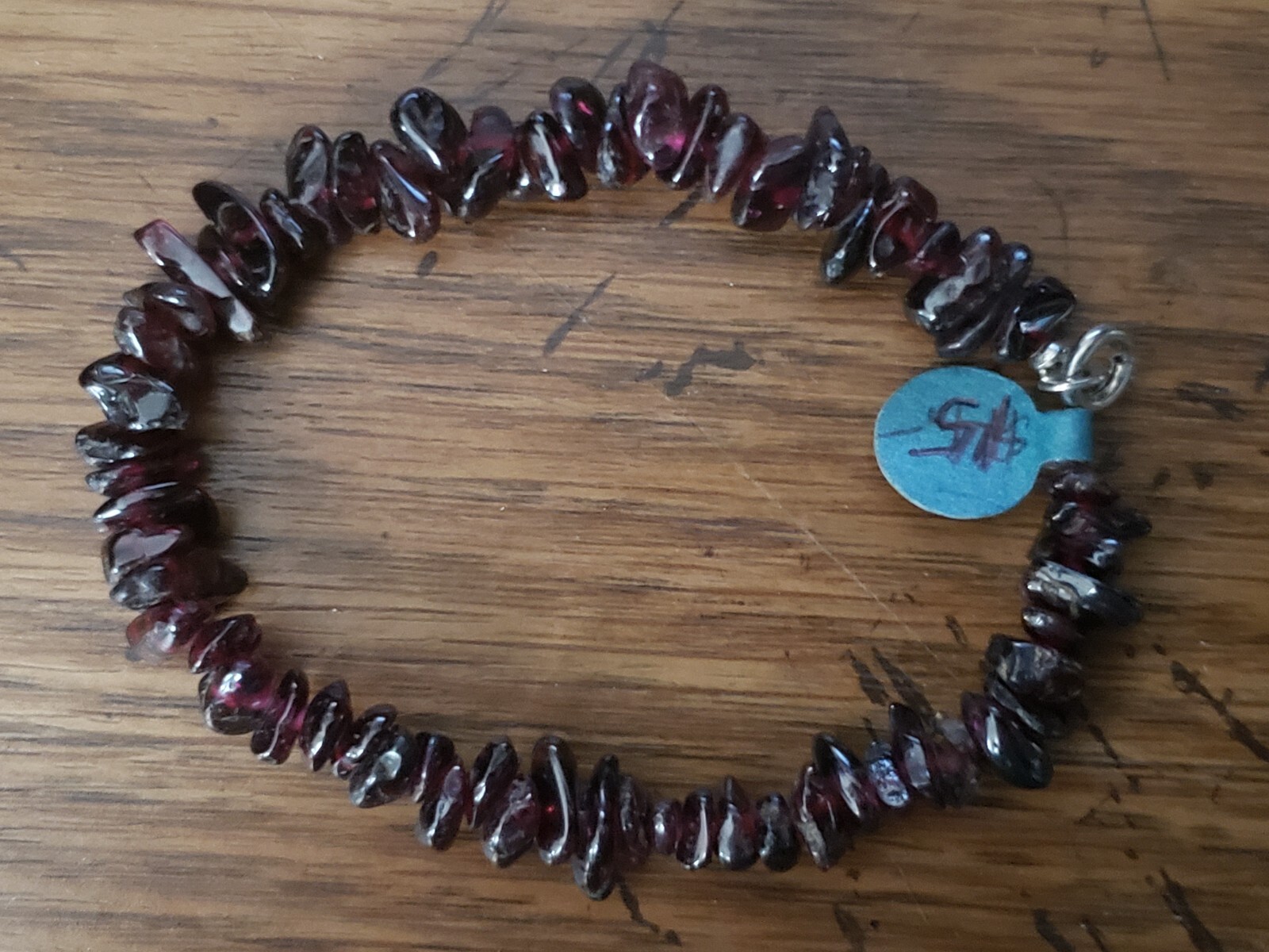 Genuine NATURAL * GARNET * STONE BRACELET, 7.5 INCHES Long, Handmade in USA