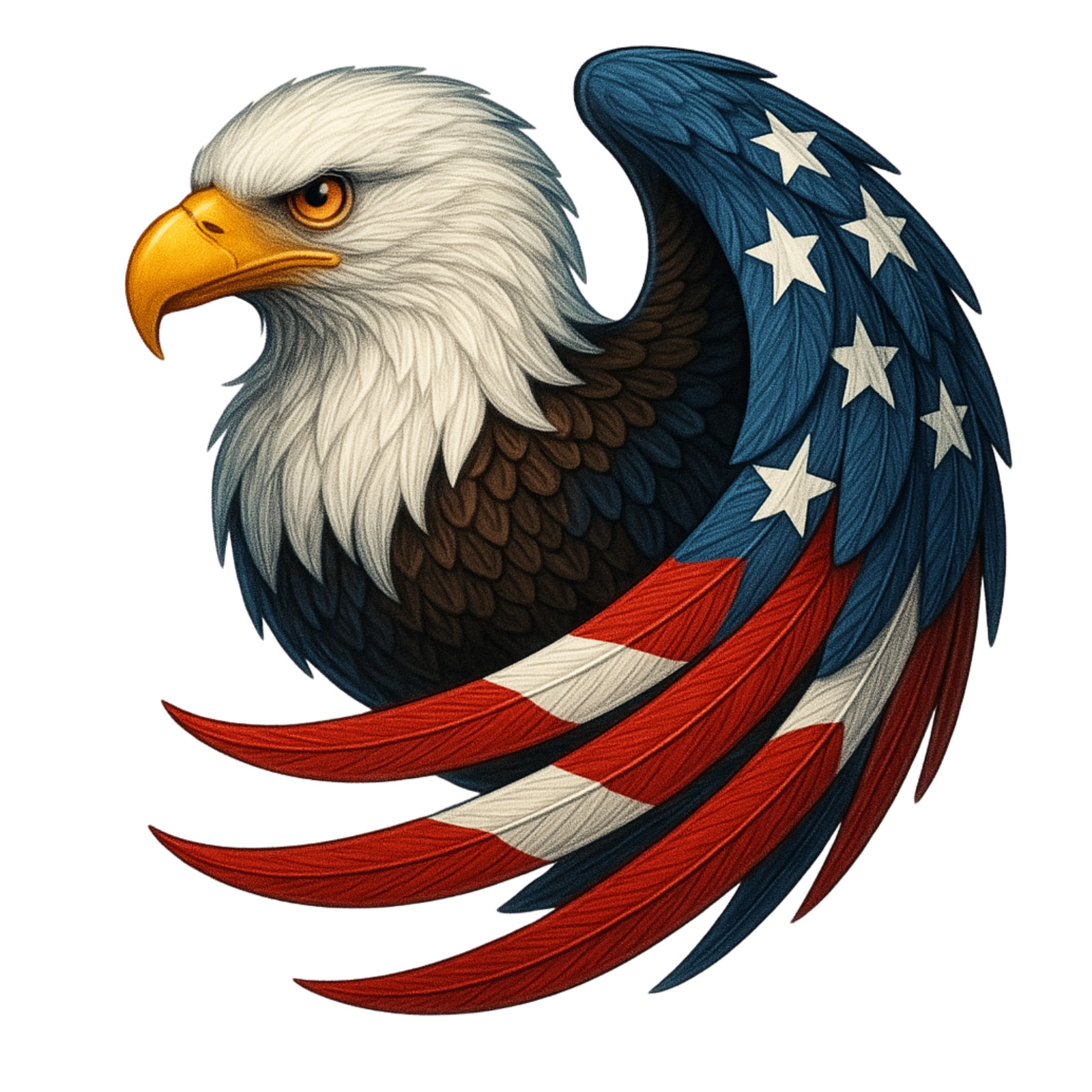 3 inch Patriotic Bald Eagle American Flag Vinyl Sticker USA Eagle Decal