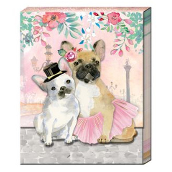 Punch Studio Posh Pets French Bulldogs Pocket Notepad 3" x 4" 75 Printed Sheets