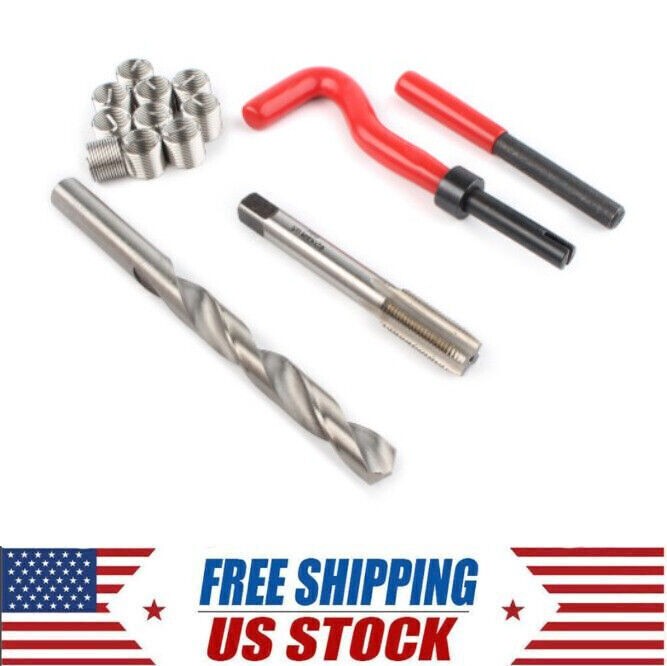 M12 x 1.25 Metric Thread Repair Install Tool Insert Kit M12 Helicoil Coil 15pc