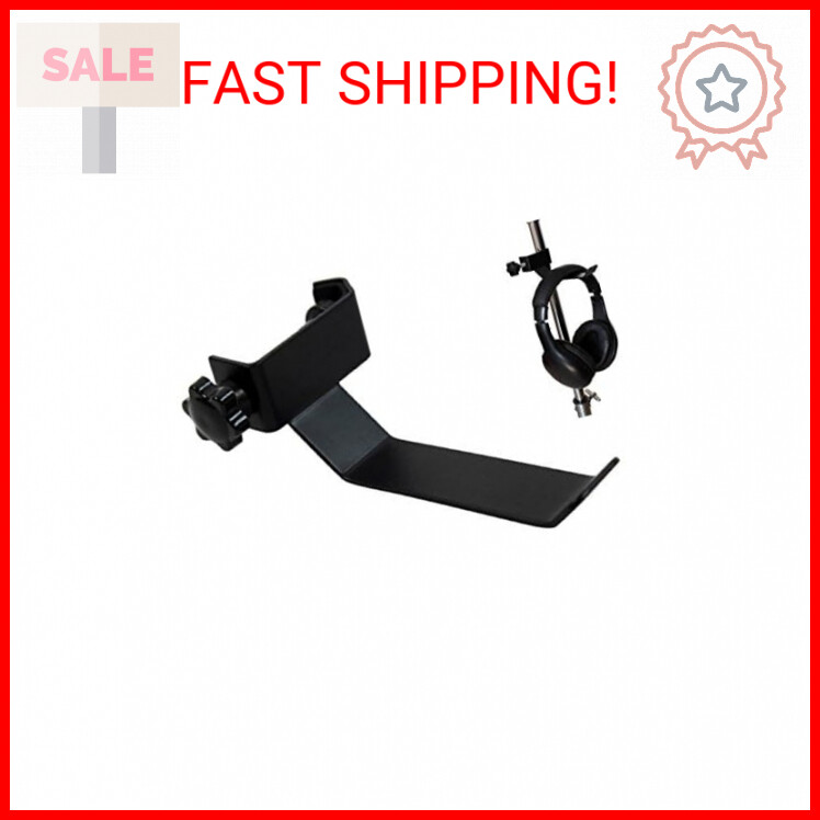 Black Headphone Headset Tambourine Holder Hanger Clip Stand for Microphone/Music