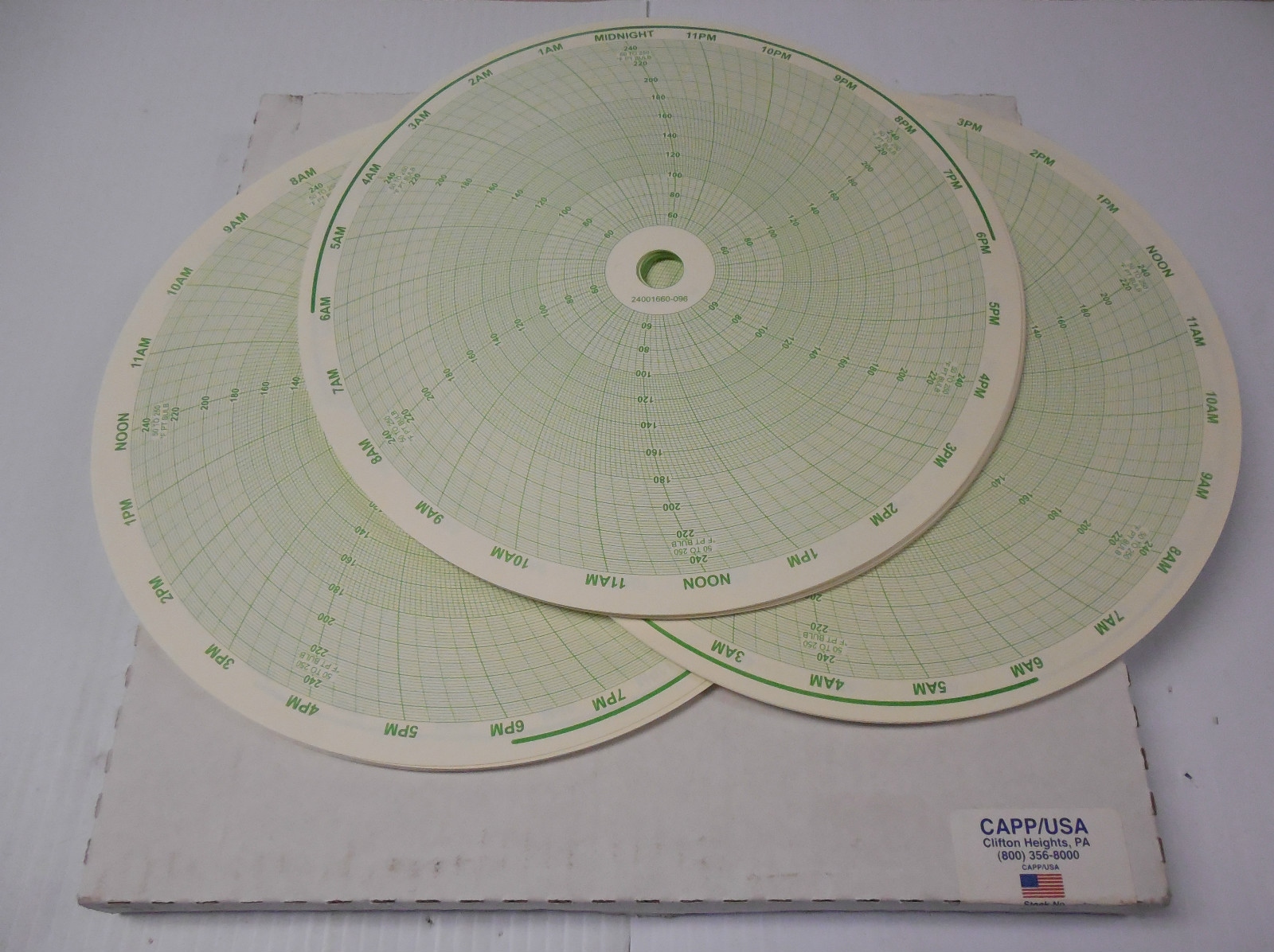 NEW LOT OF 100 CAPP USA CHART RECORDER PAPER 24001660-096 155732 24HR 1 DAY