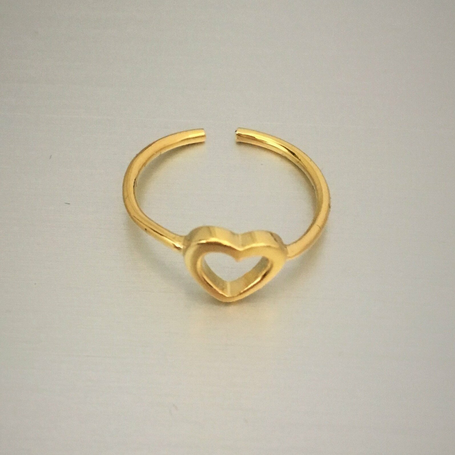 Gold Over Sterling Silver Heart Toe Ring, Silver Ring, Heart Ring