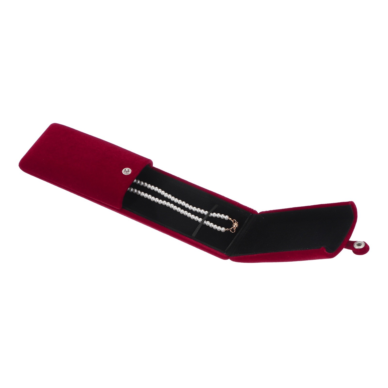 Wine Red Velvet Necklace Box Jewelry Gift Box Necklace Long Chain Storage Boxes