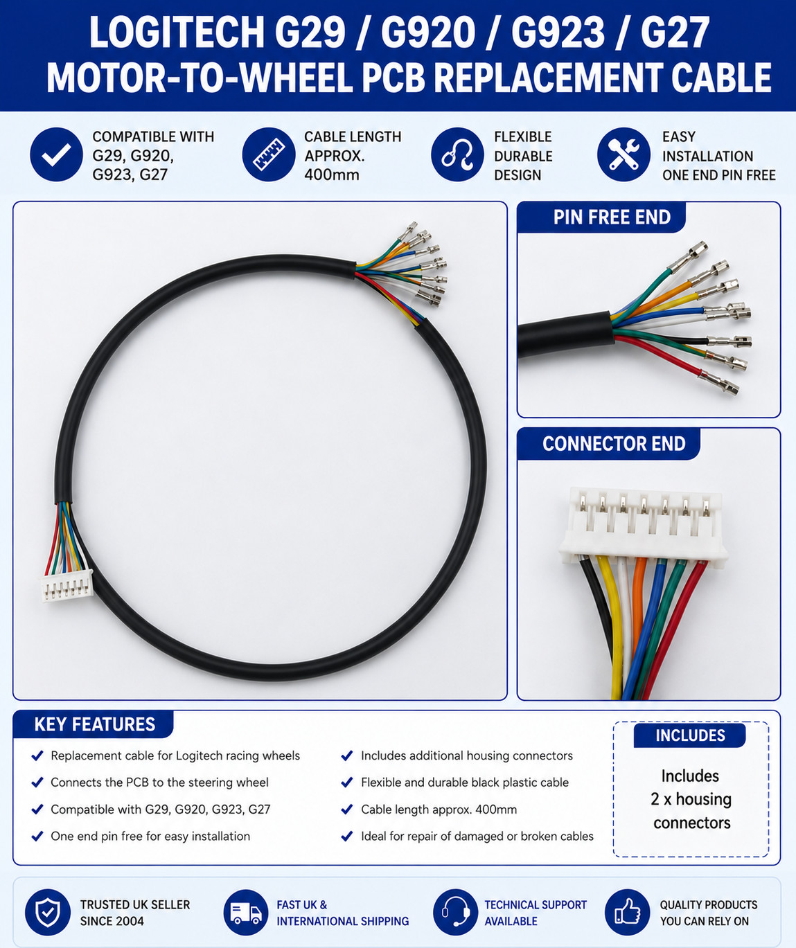 LOGITECH RACING WHEEL TO MAINBOARD REPLACEMENT CABLE - FOR G29 G920 G923 G27