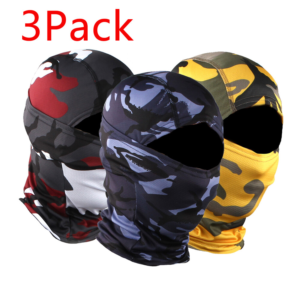 3Pack UV Protection Camo Balaclava Tactical Face Mask Ski Sun Hood for Men Women
