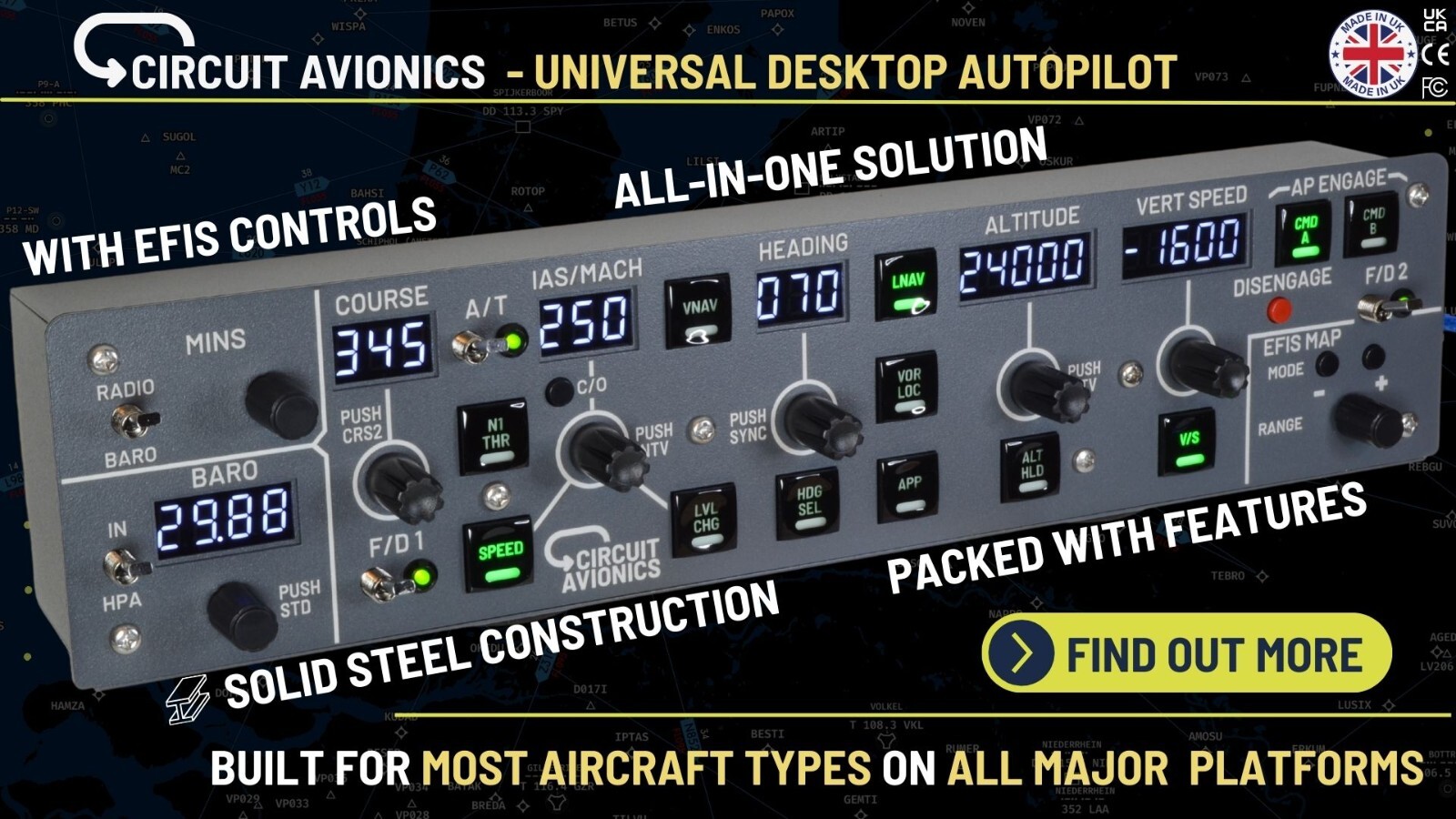 Universal Autopilot MCP with EFIS Controls - Professional Flight Sim Hardware