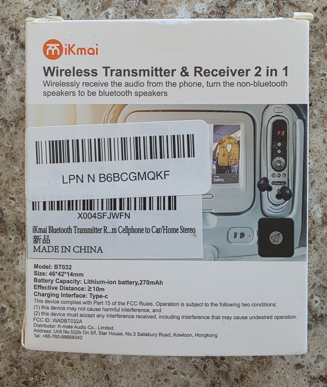 iKmai Bluetooth Audio Transmitter Receiver 2-in-1 BT032 Open Box New