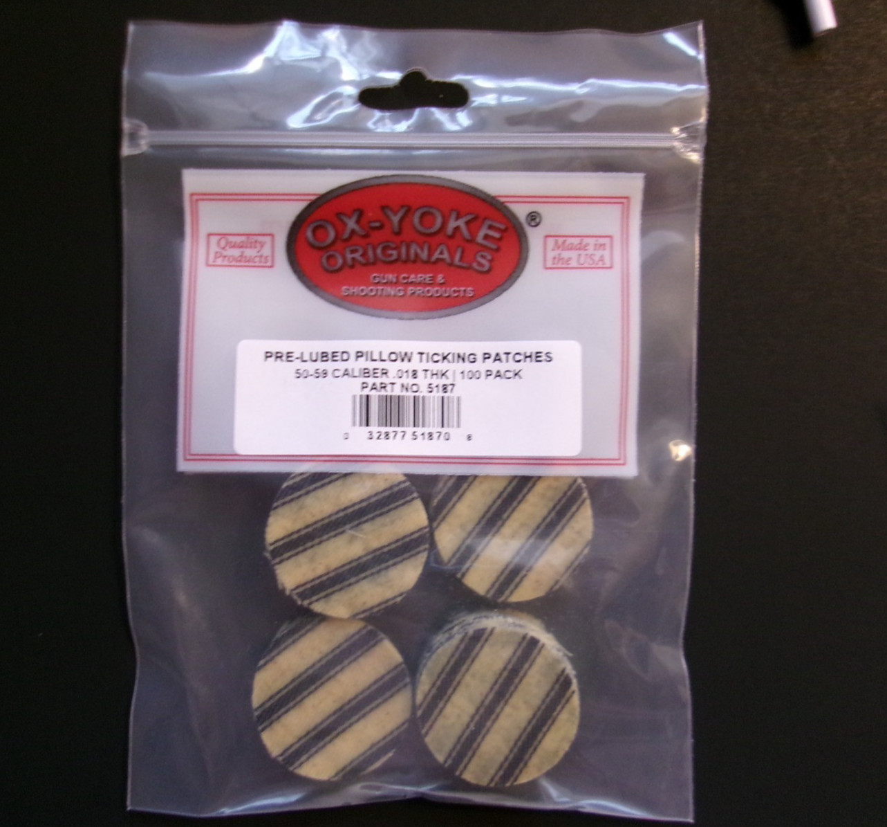 Lubed  Pillow Ticking Patches - Rifle - 100 Cotton  .50 - .59 Cal .018 Thick