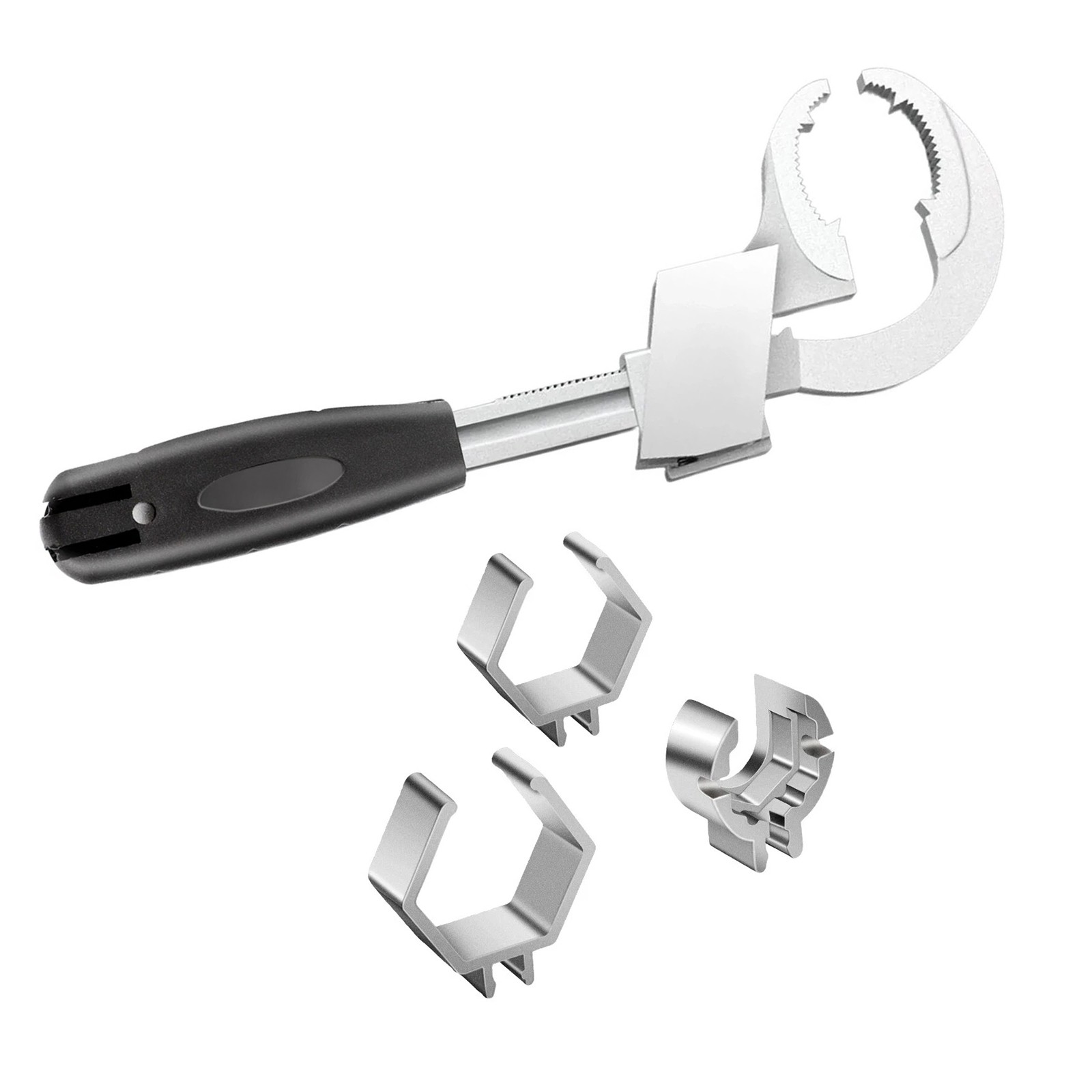 Aluminum Alloy Sink Wrench Kit 3 Chucks Adjustable Opening For Plumbing Repair