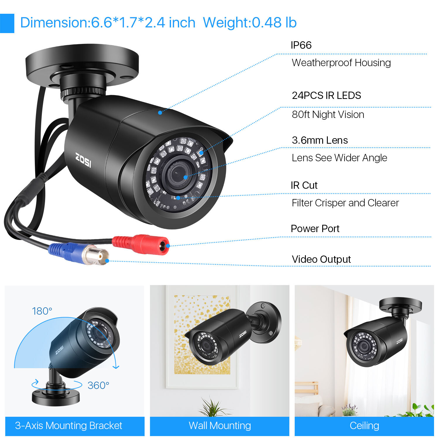 ZOSI 16CH H.265+ DVR 5mp lite Home Outdoor Surveillance Security Camera System