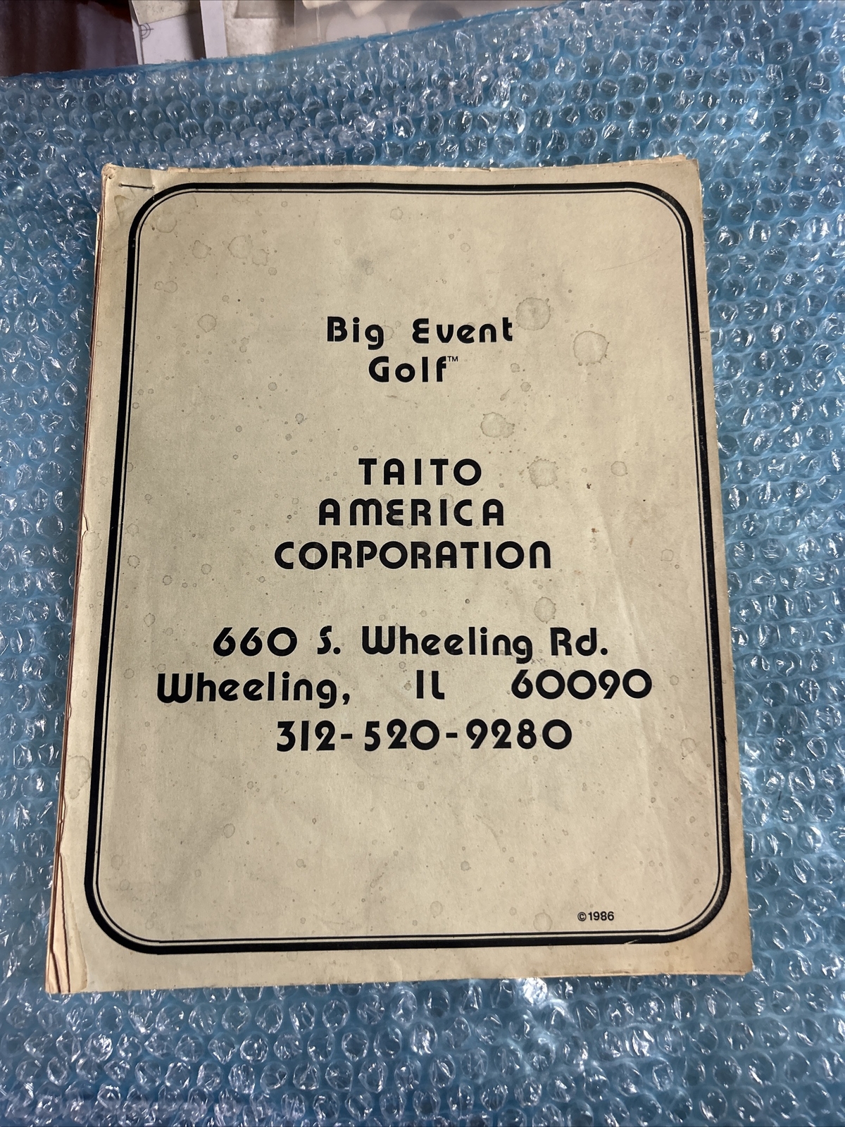 Original Vintage BIG EVENT GOLF TAITO  video game  arcade   game manual