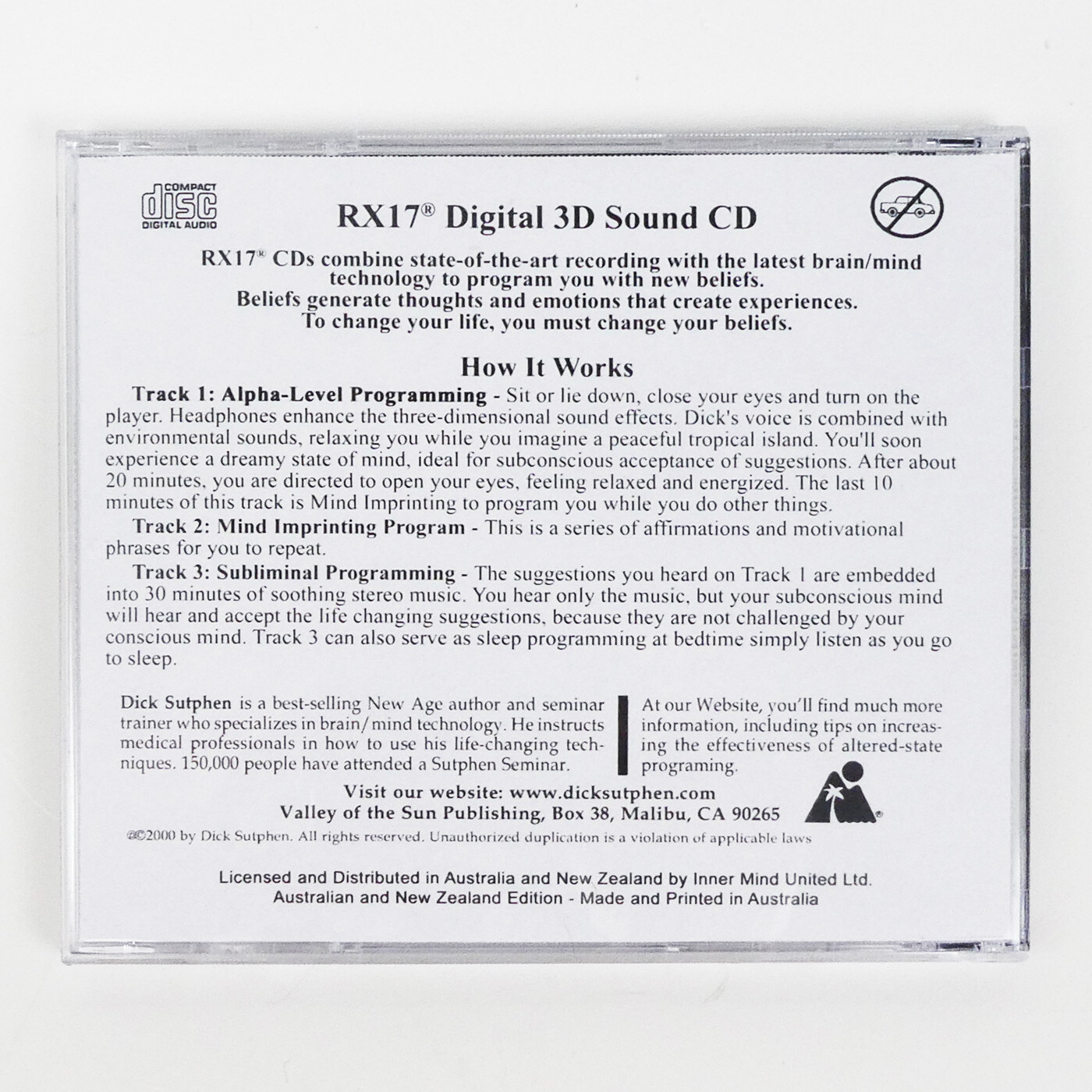 INCREASE SELF DISCIPLINE Hypnosis CD Dick Sutphen Guided Imagery Meditation
