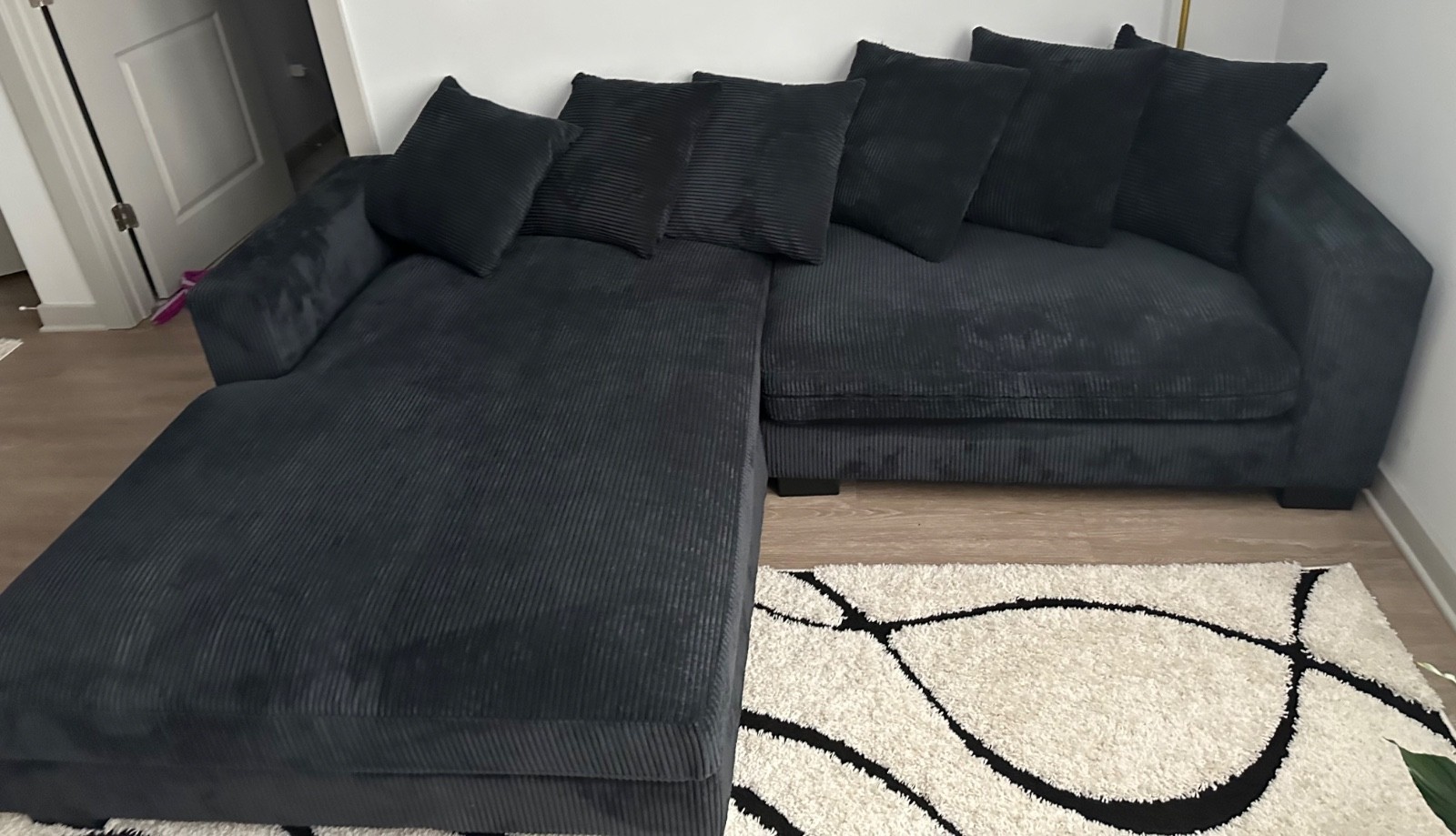 Smoke Luxe 108" Corduroy Sectional