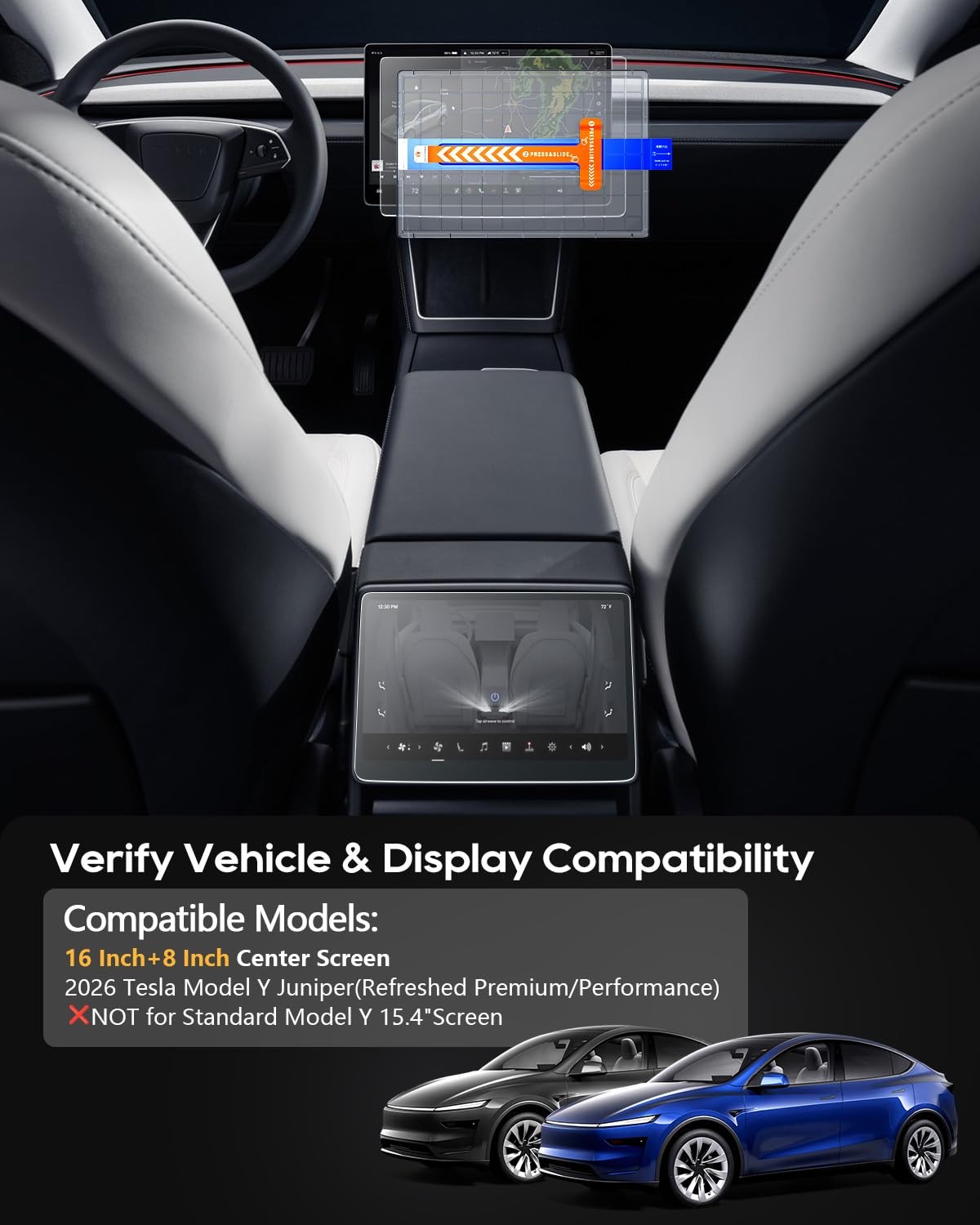2-Pack 2026 Tesla Model Y Juniper Screen Protector 16"+8" - Refreshed Premium...