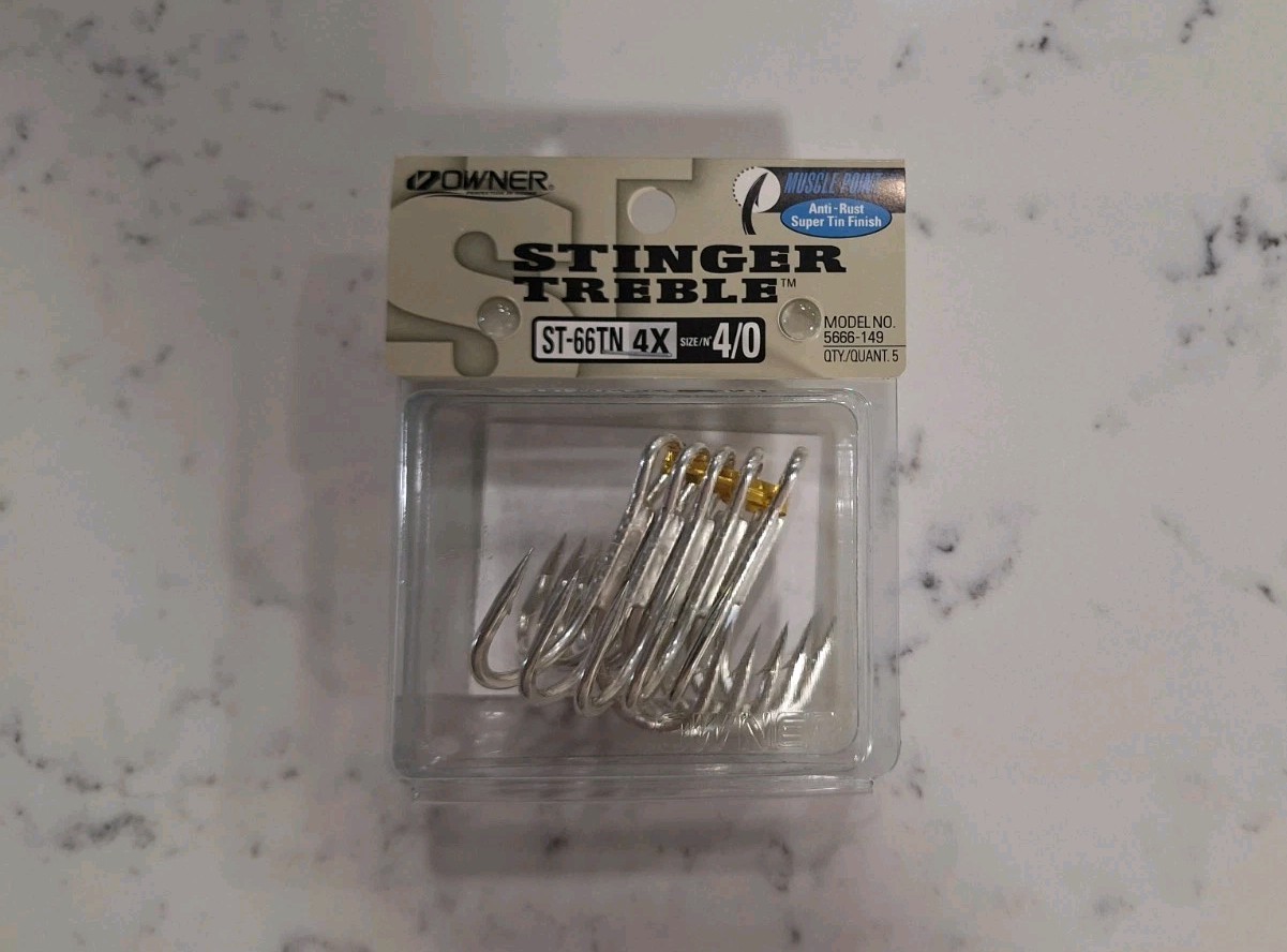 Owner ST-66 Stinger Treble 4X Hooks 5 Pack 4/0