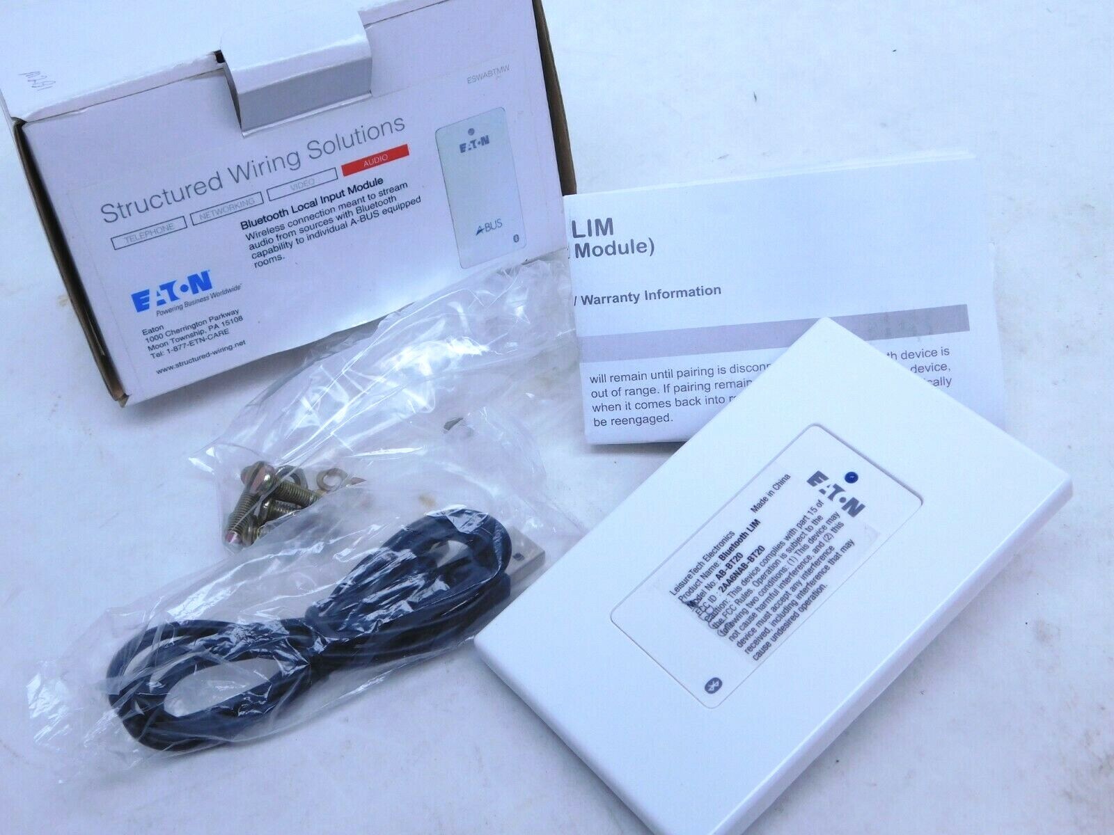 NEW Eaton Structured Wiring Solutions Bluetooth Local Input Module White VN