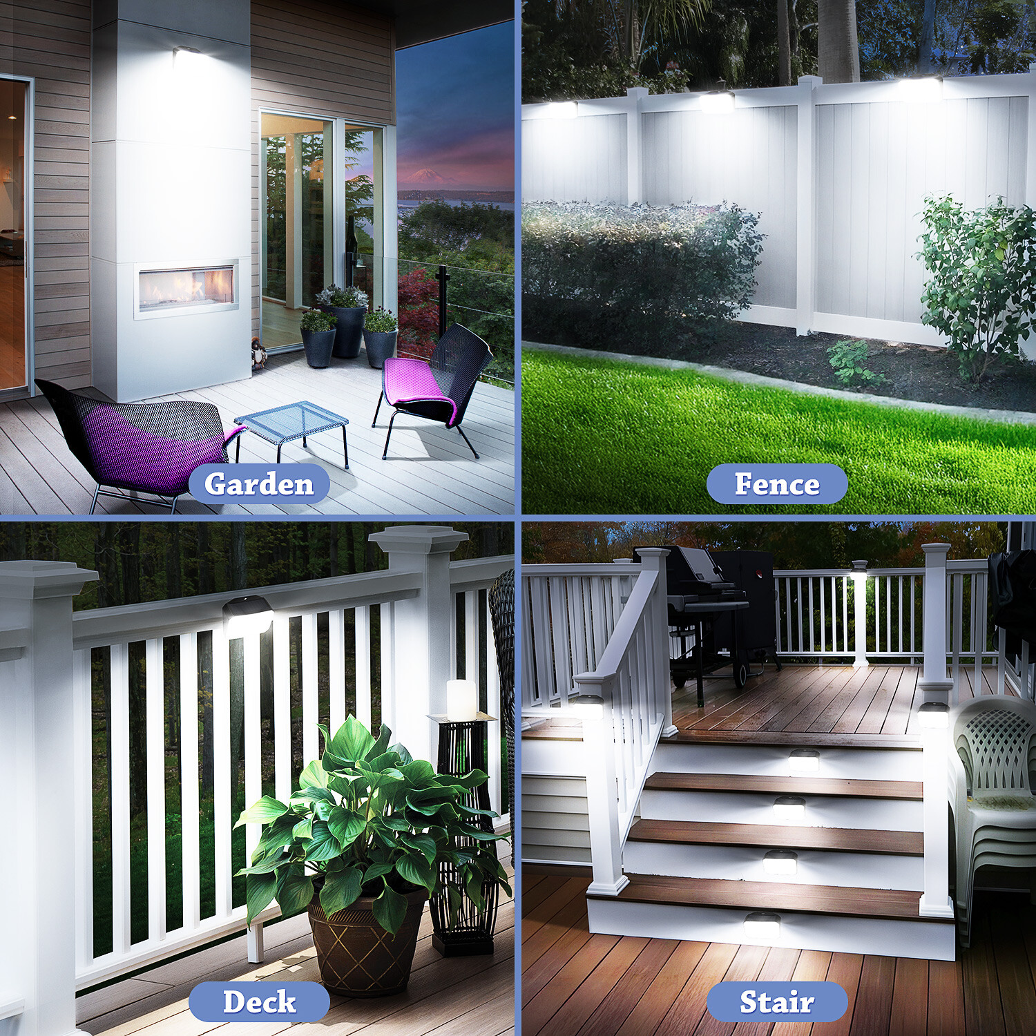4Pack 168 LED Solar Wall Lights Outdoor PIR Motion Sensor Garden Security Lamp