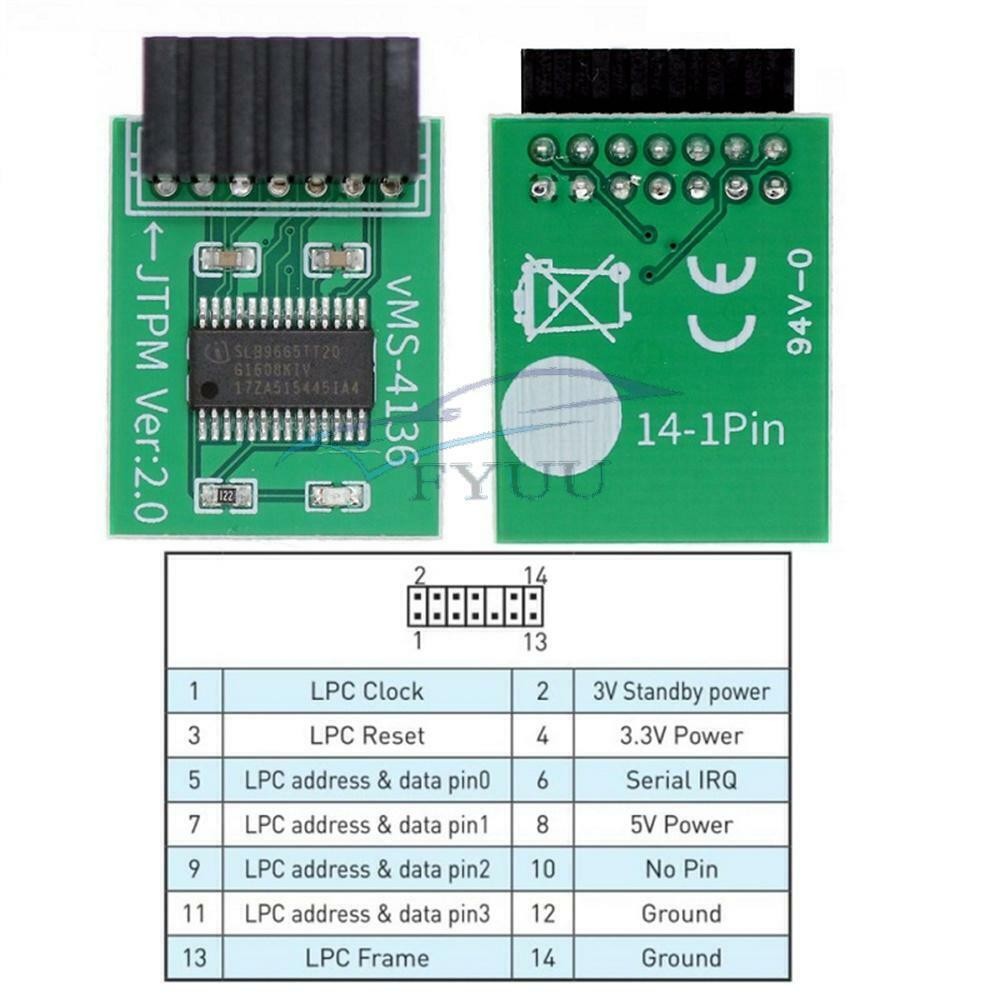Durable TPM2.0 Security module Trusted Platform Module For MSI 14PIN LPC MS-4136