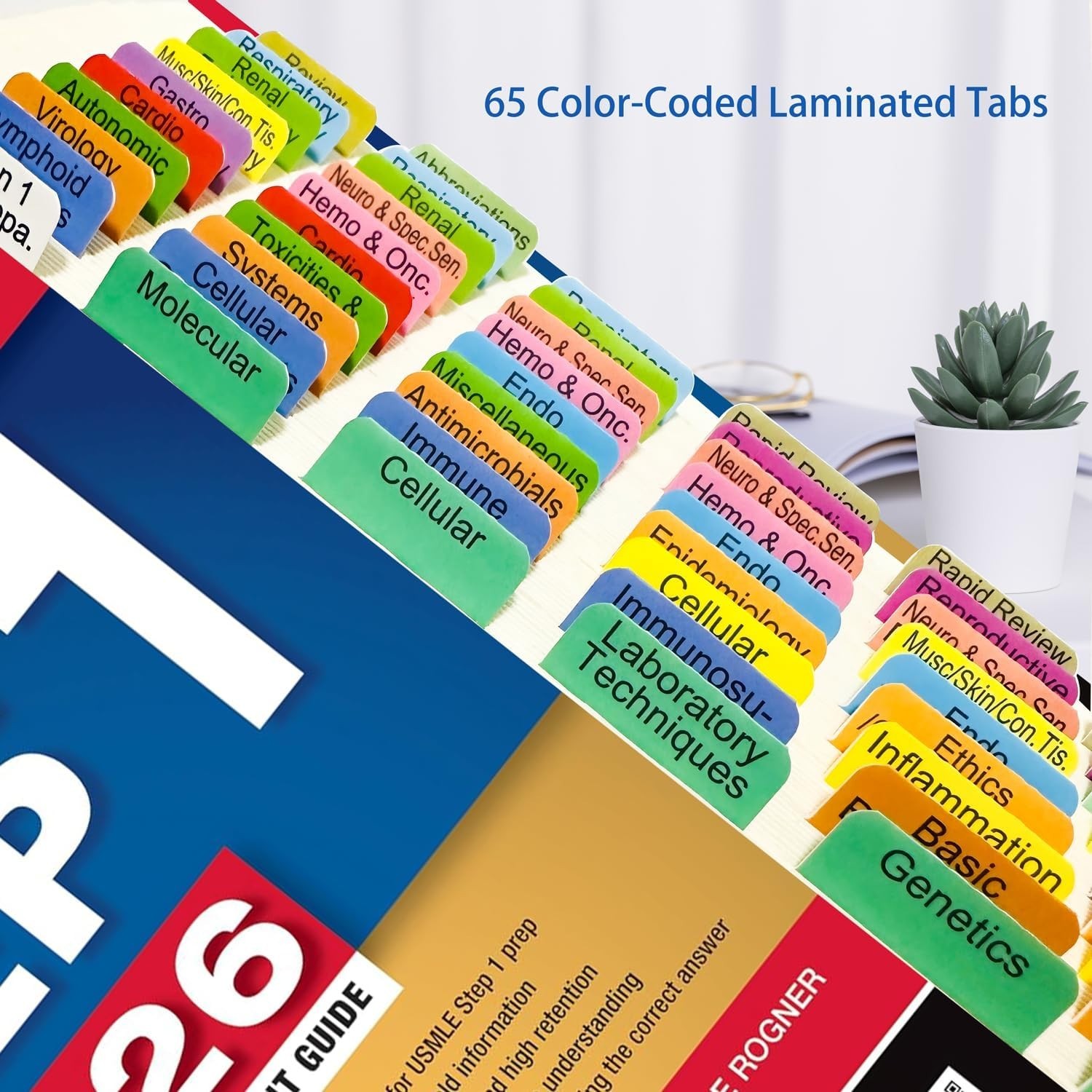First Aid 2026 USMLE Step 1 - 72 Durable Tabs with Page Numbers & Alignment Card