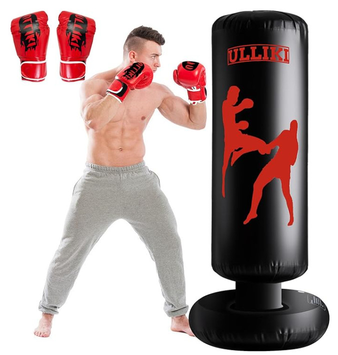 Freestanding Punching Bag w Stand & Gloves Kickboxing Boxing Adult