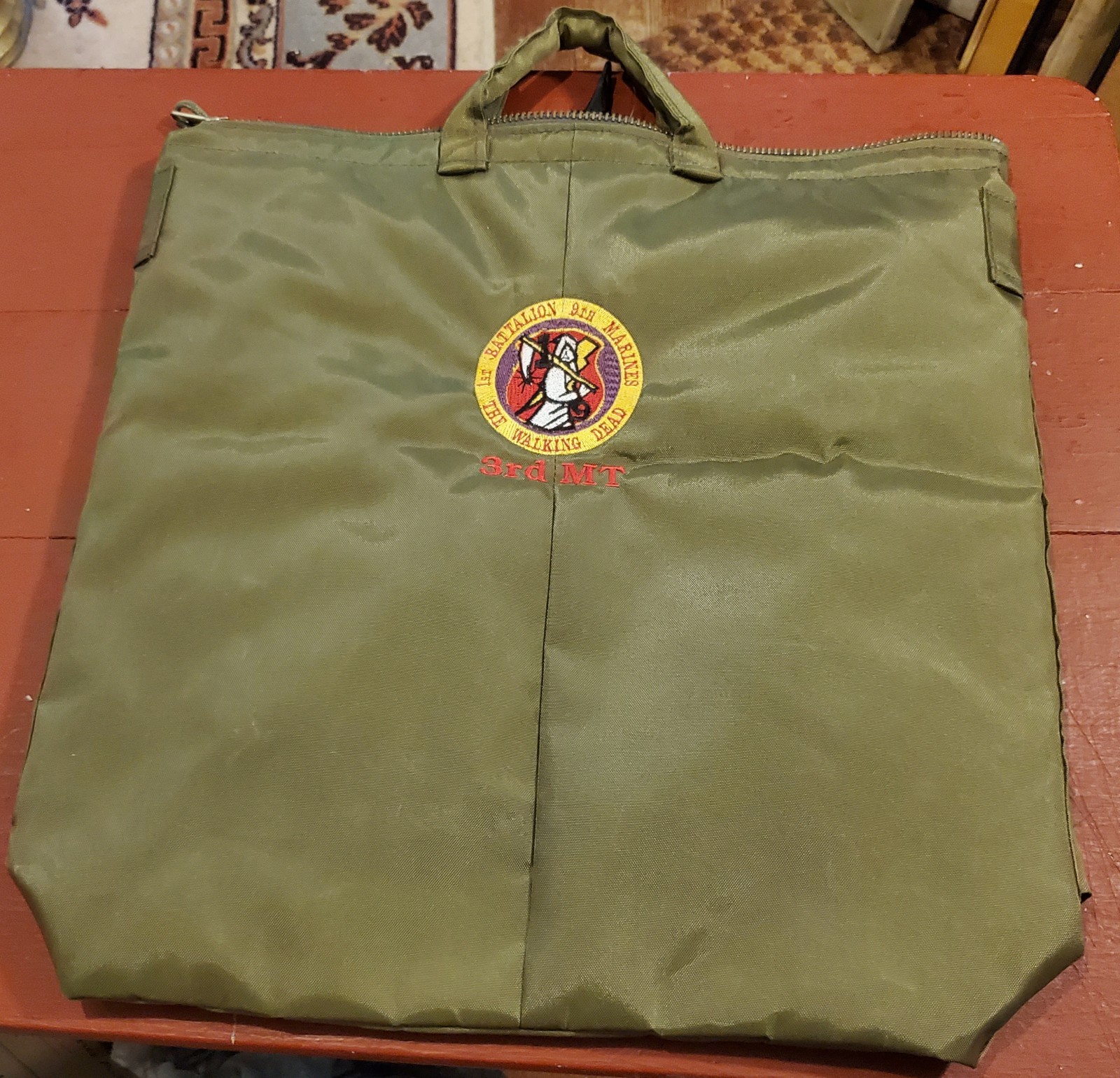 1st Battalion 9th Marines"The Walking Dead"Olive Green Zippered Bag With Handles