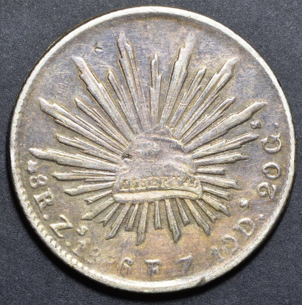 1886 Zs, Zacatecas Mint, FZ,  Mexico 8 Reales KM 377.13, Free Ship