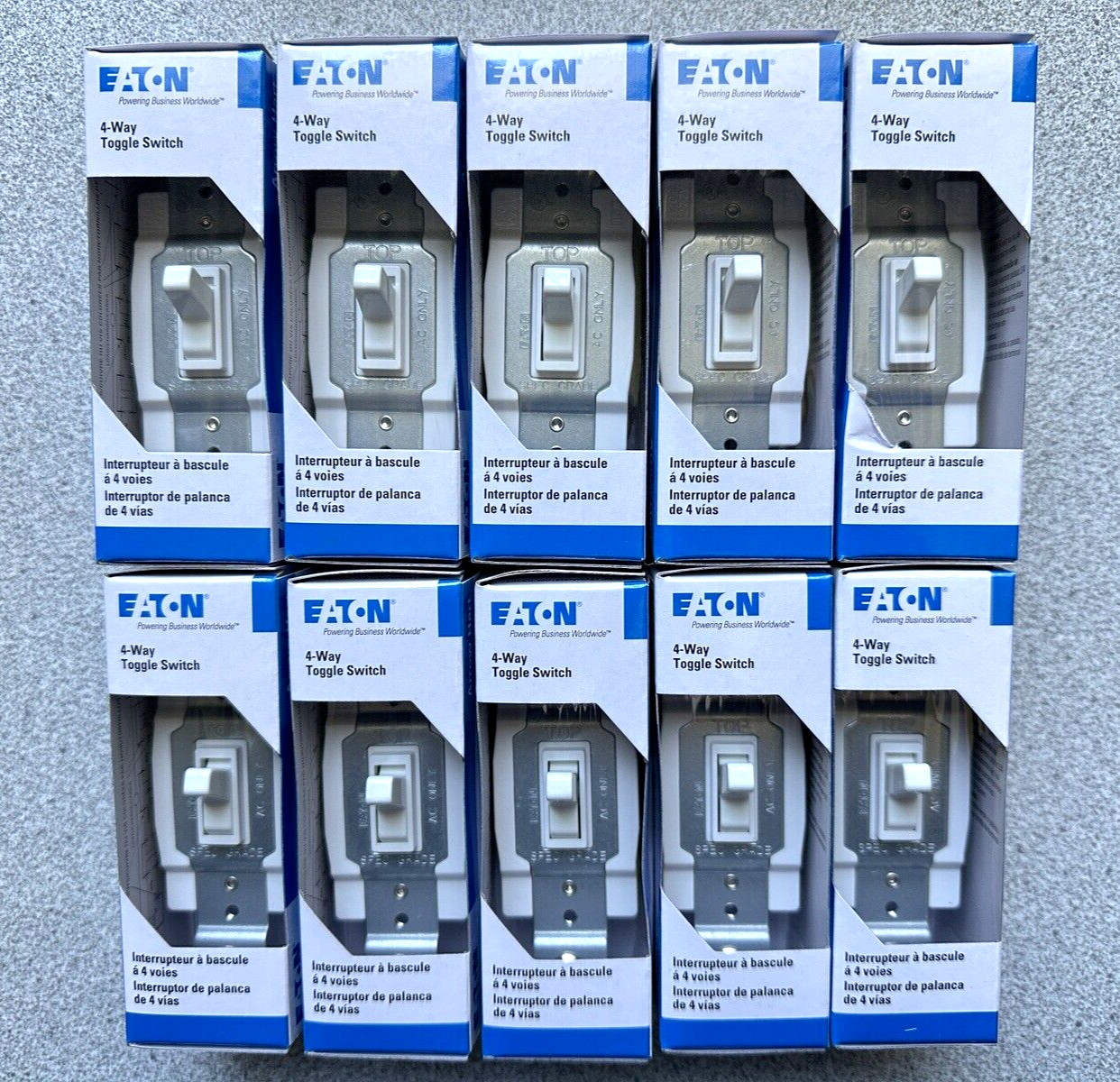 NEW lot Of 10 EATON 1242-7W-BOX 4-Way Toggle Switch White 15A 120/277VAC Qty. 10
