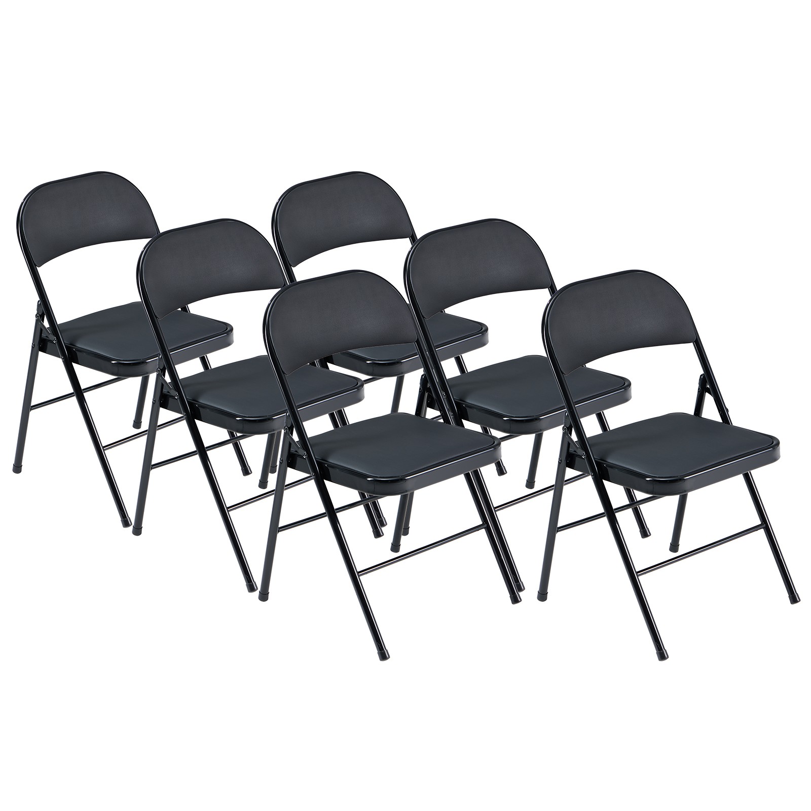 6pcs Elegant Foldable Iron & PVC Chairs for Convention & Exhibition Black
