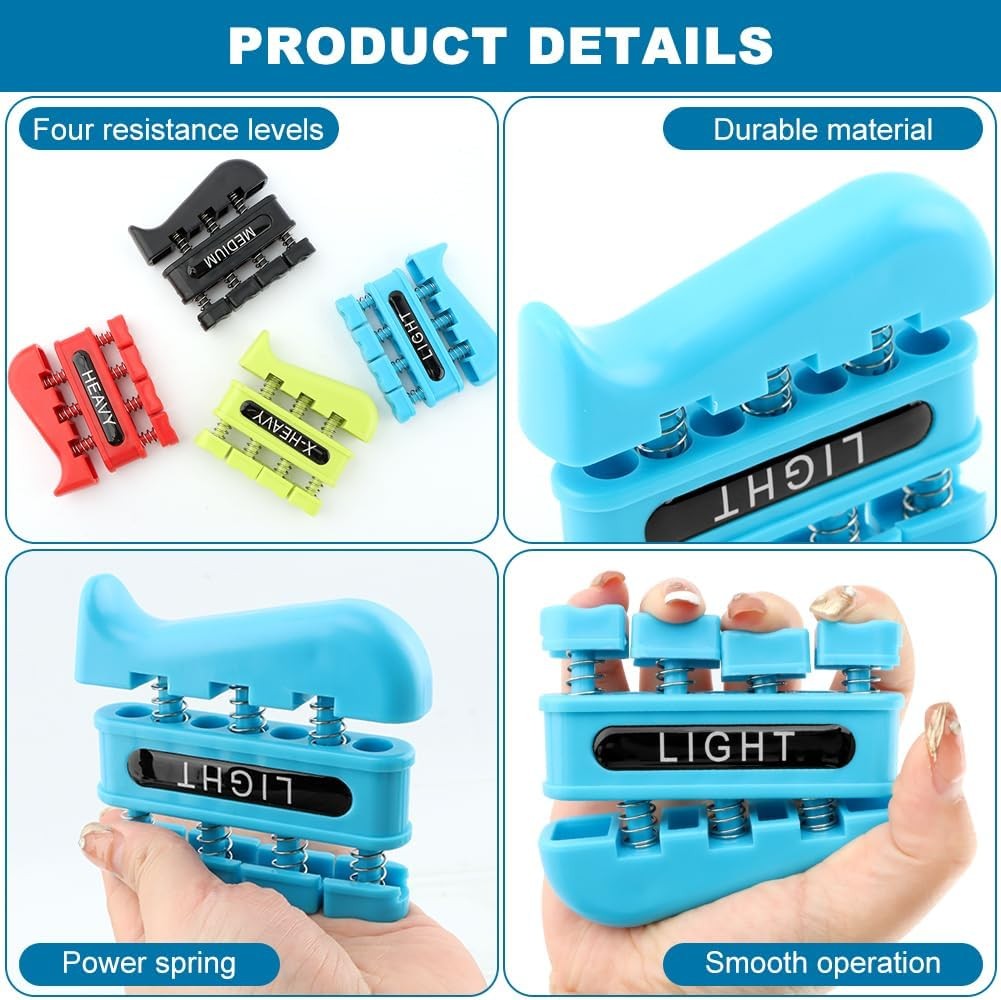 4pcs Finger Strengthener Set Adjustable Hand Grip Exerciser Trainer