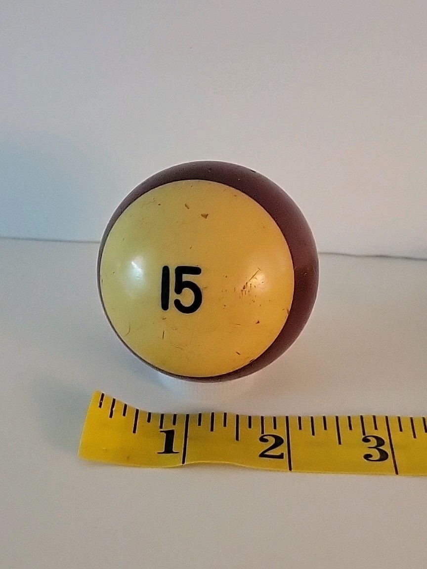 Vintage No. 15 Striped Burgundy White Pool Ball Billiard 2" Replacement (B)