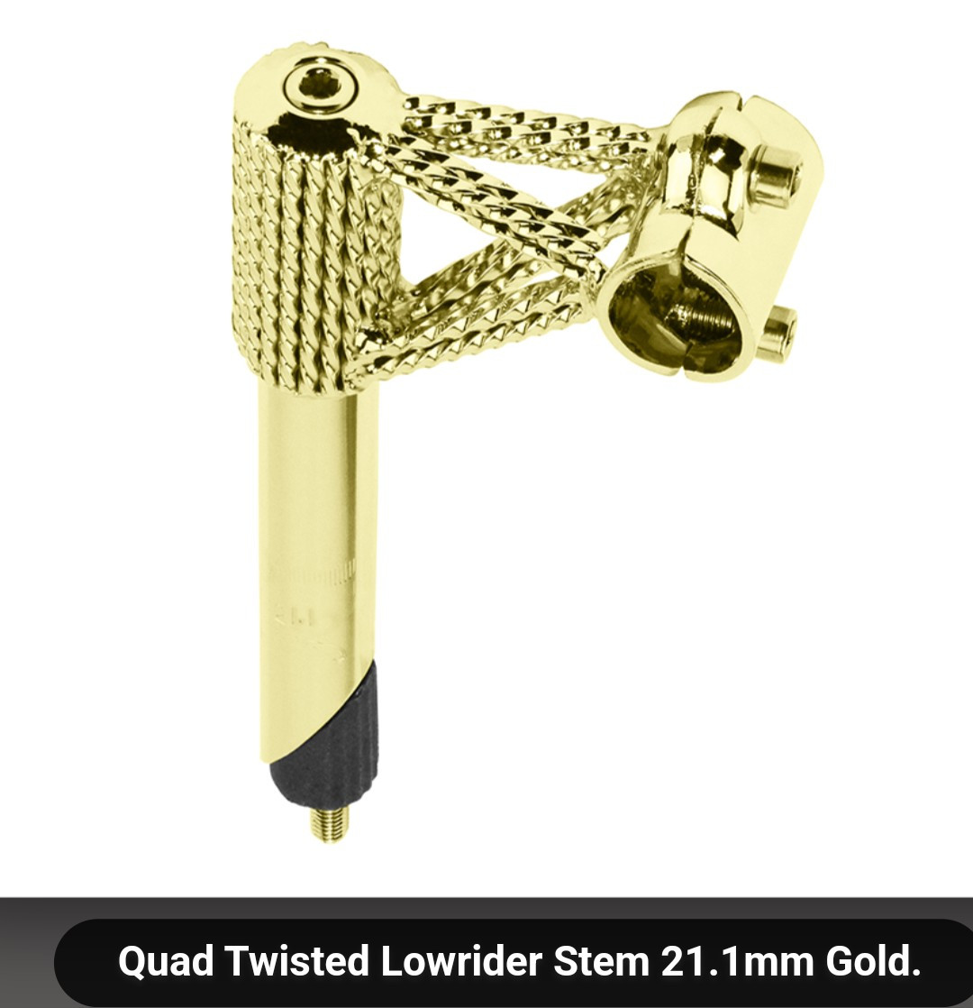 QUADRUPLE TWISTED LOWRIDER BICYCLE GOOSENECK/STEM 21.1 MM, CRUISERS, LOWRIDERS