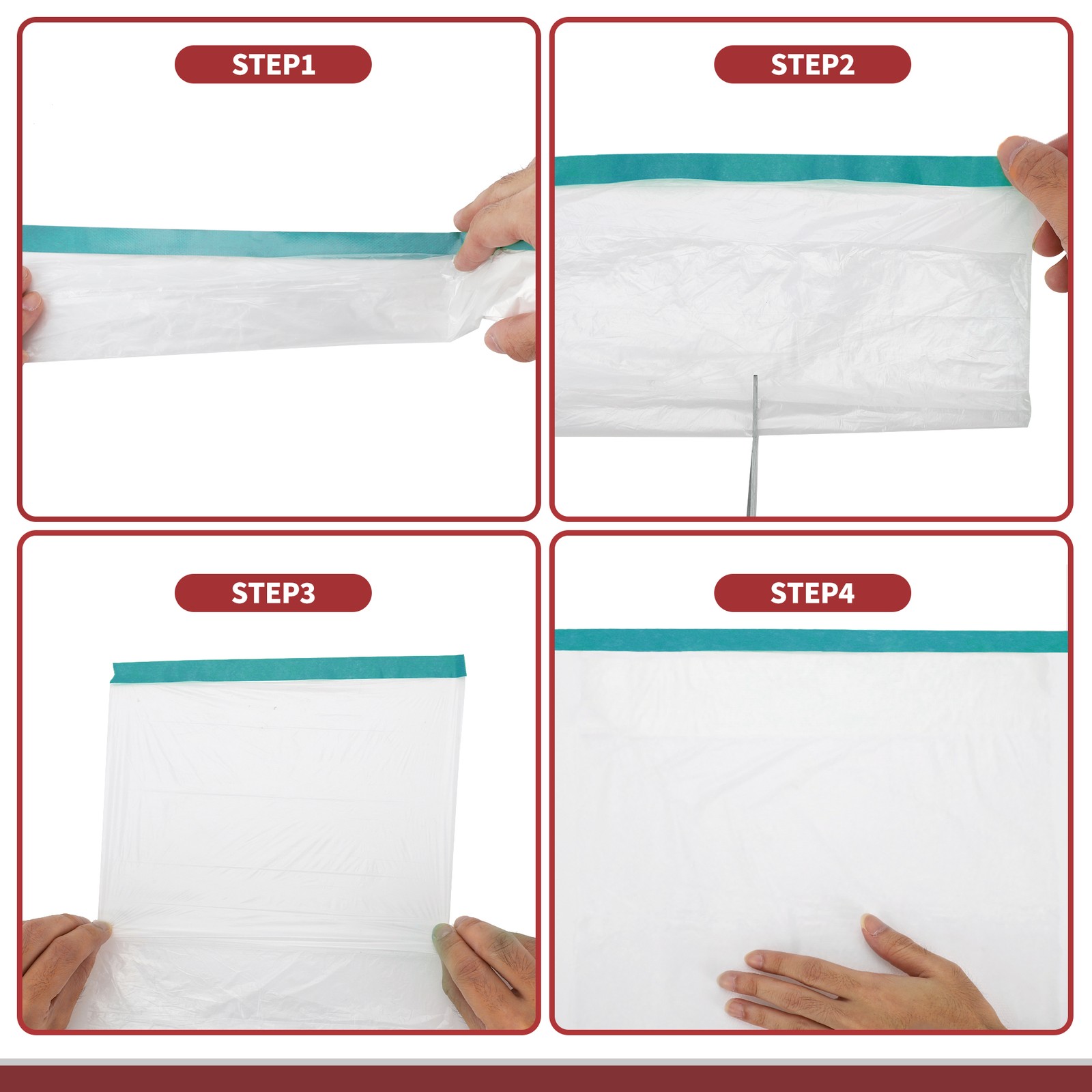 Pre-Taped Masking Film 2500x55cm / 82.05ftx21.65" 1 Pcs Blue White