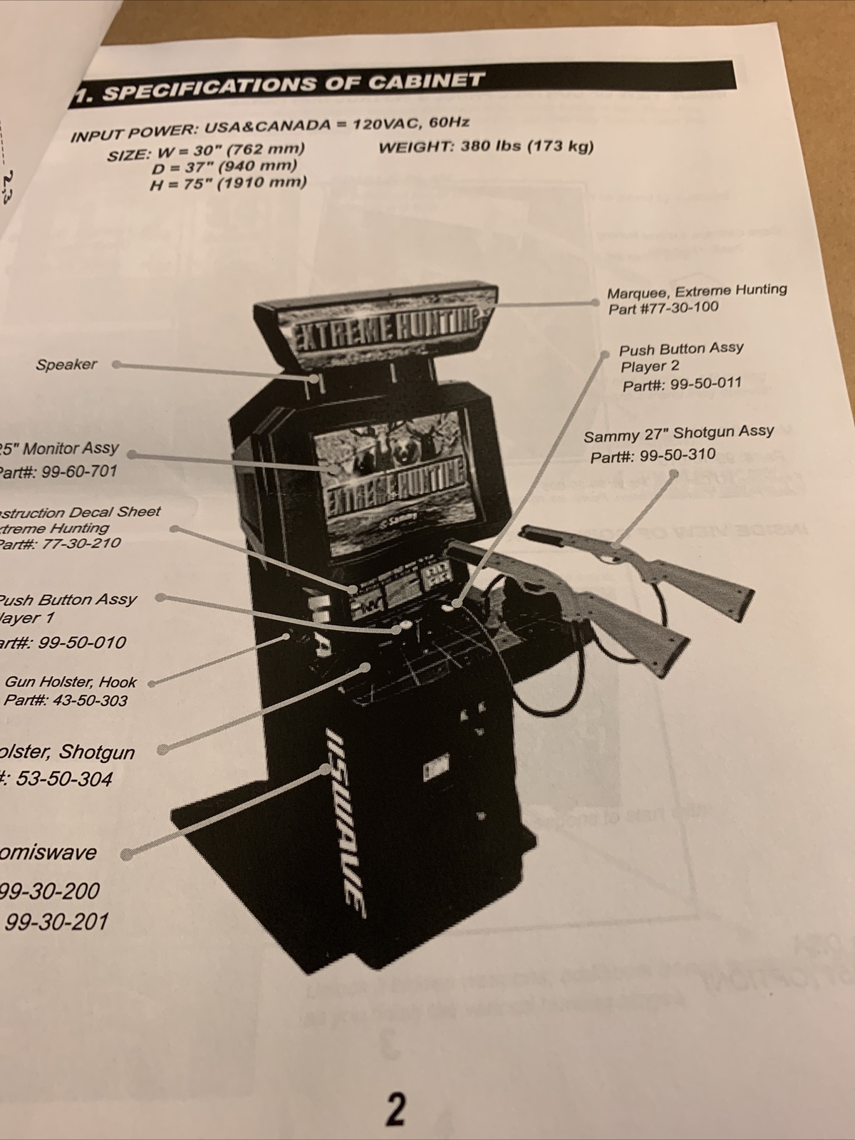 original arcade video game owners manual Atomiswave Extreme Hunting Sammy