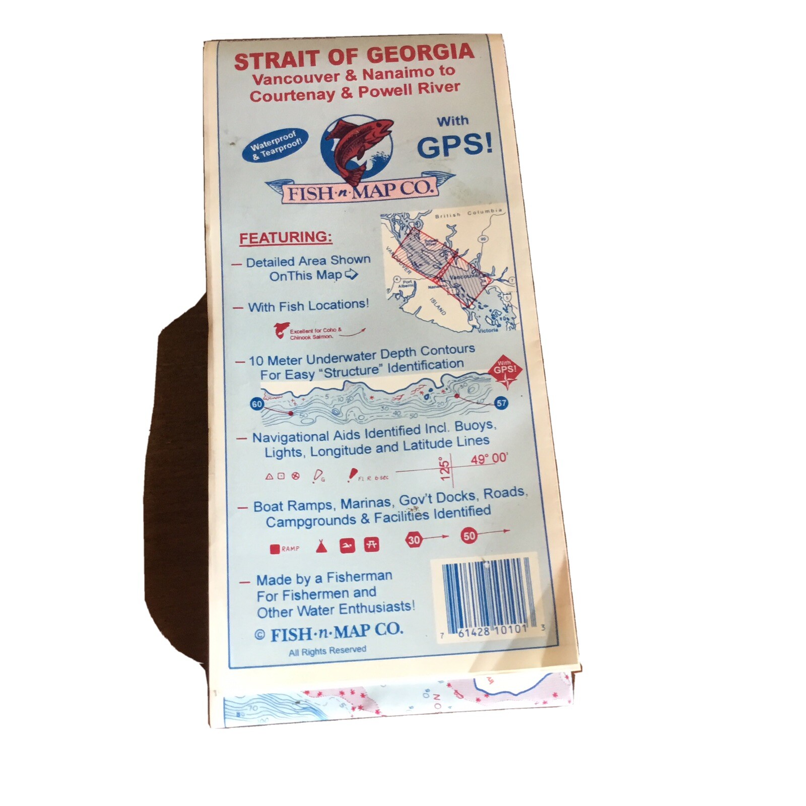 Strait Of Georgia Map- Vancover &Nanaimo To Courtnay $ Powell River