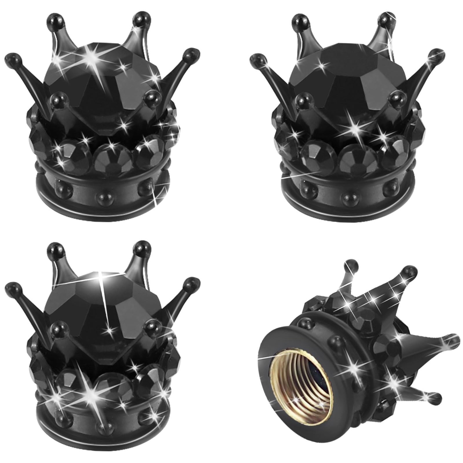 Crown Tire Valve Stem Caps Sparkling Handmade Crystal Rhinestone Universal Ch...