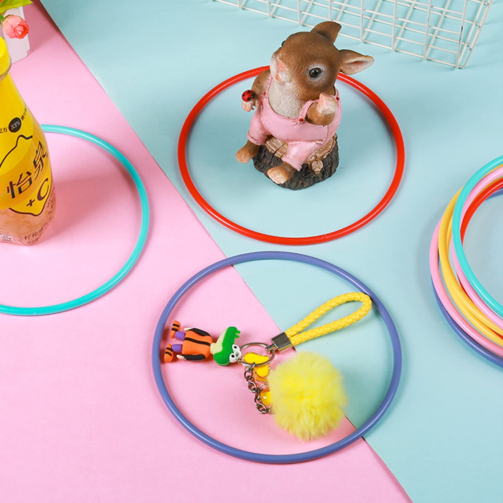 Hysagtek 21 Pcs Plastic Toss Rings Carnival for Adults multicolor