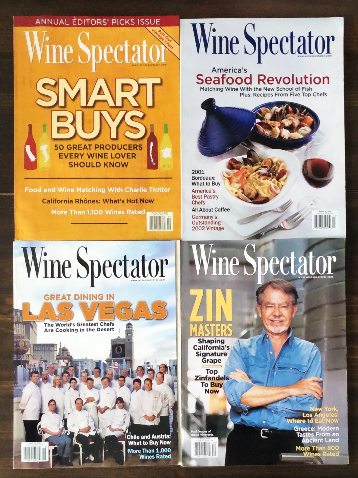 2004  Wine Spectator Magazine - Lot of 4 (Jan 31/Feb 29, Mar 31, Apr 30, May 15)