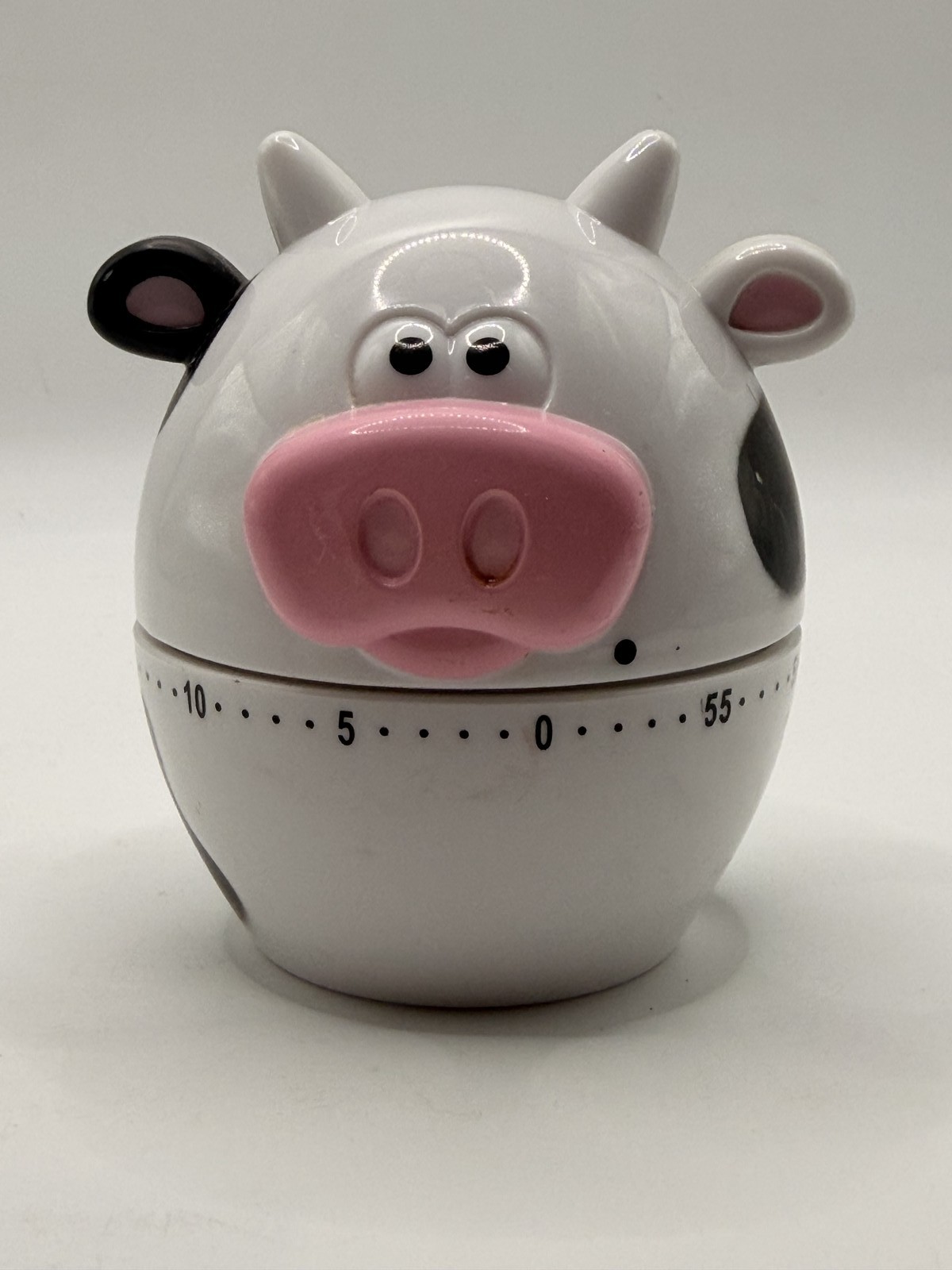 Joie Moo Cow Kitchen Timer 60 Minute Mechanical Cute Farm Animal Design White