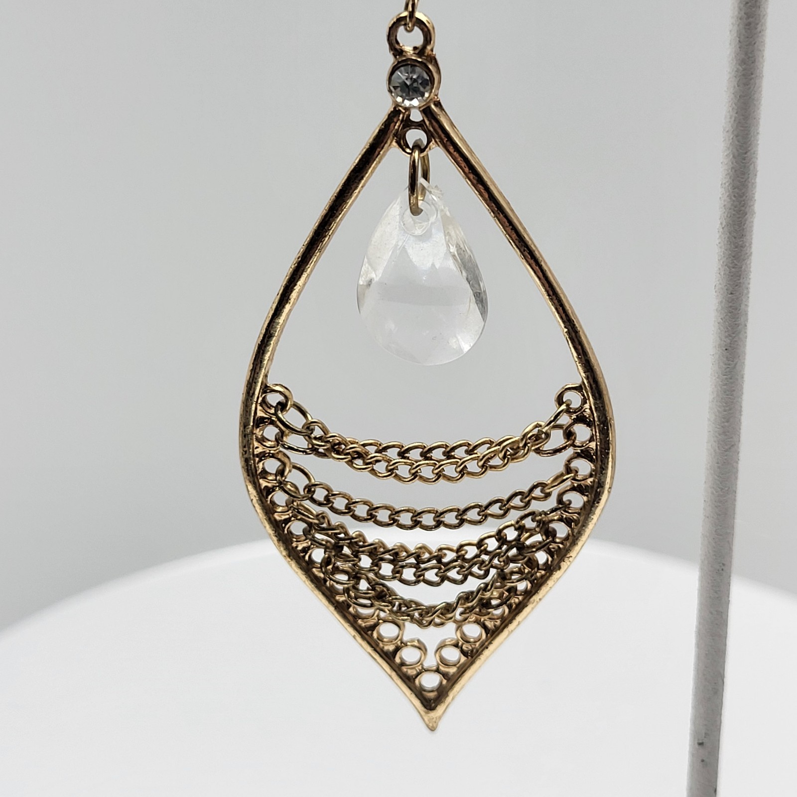 Flamboyant dangle earrings chains crystal Boho Tribal fun