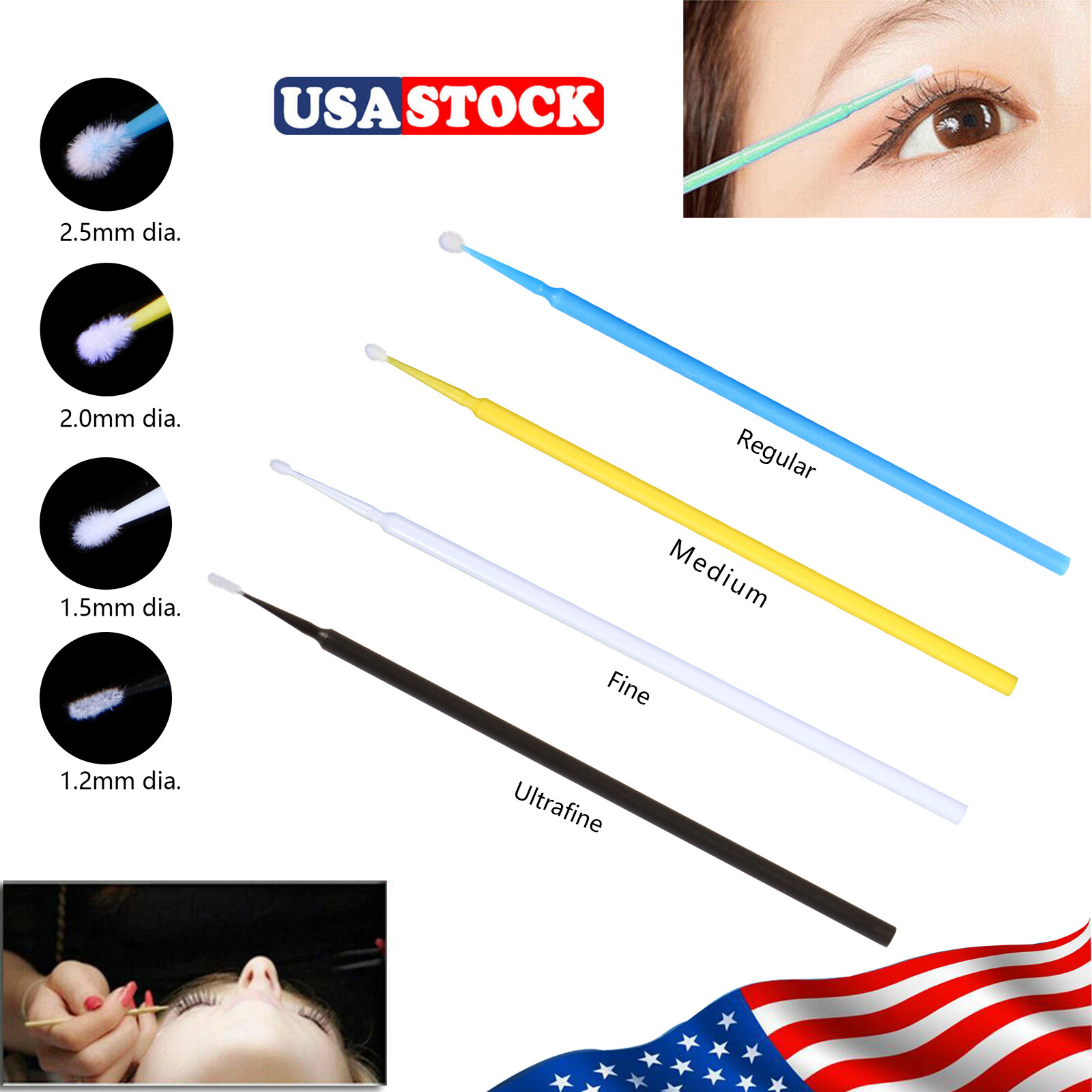 100-1000 Microbrush Micro Brush Applicator Tips (Regular, Fine, Super Fine) ez