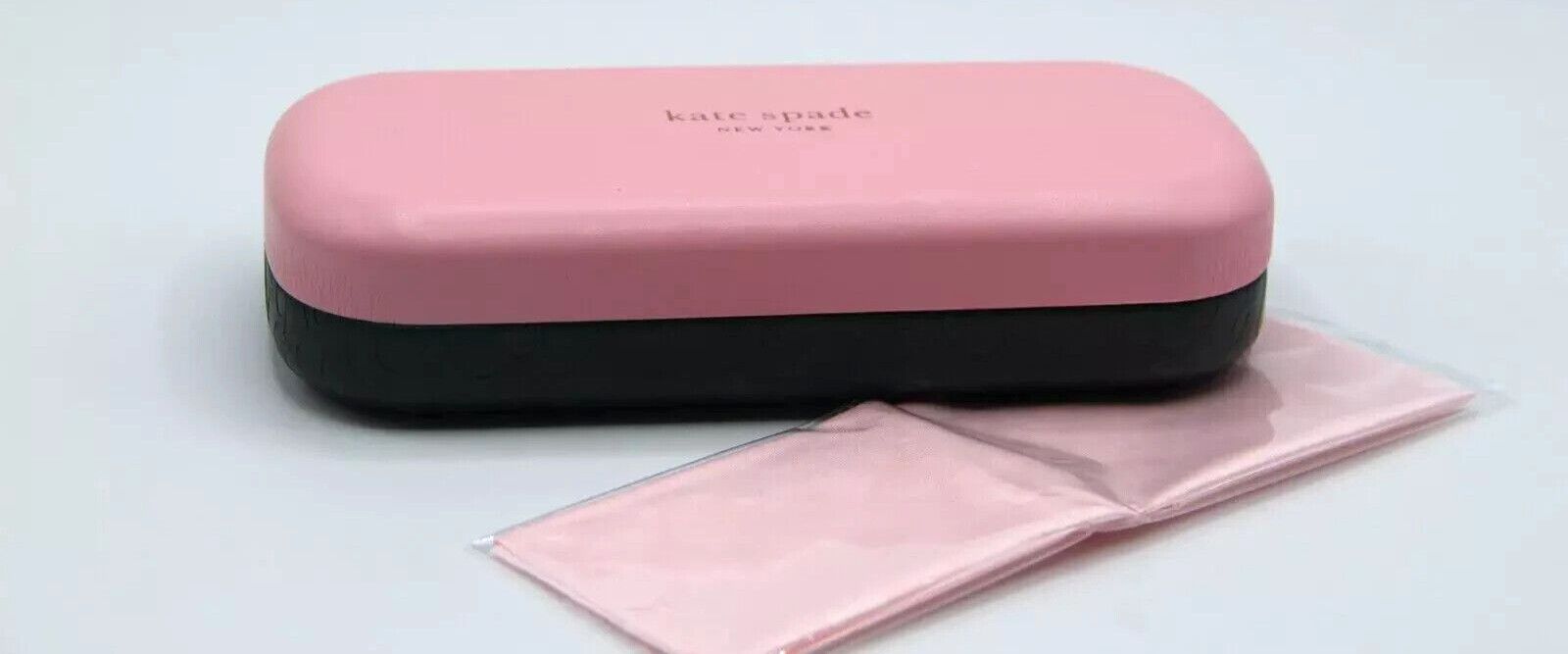 NEW KATE SPADE SMALL HARD PINK GREEN CLAMSHELL CASE EYEGLASSES EYEGLASSES CLOTH