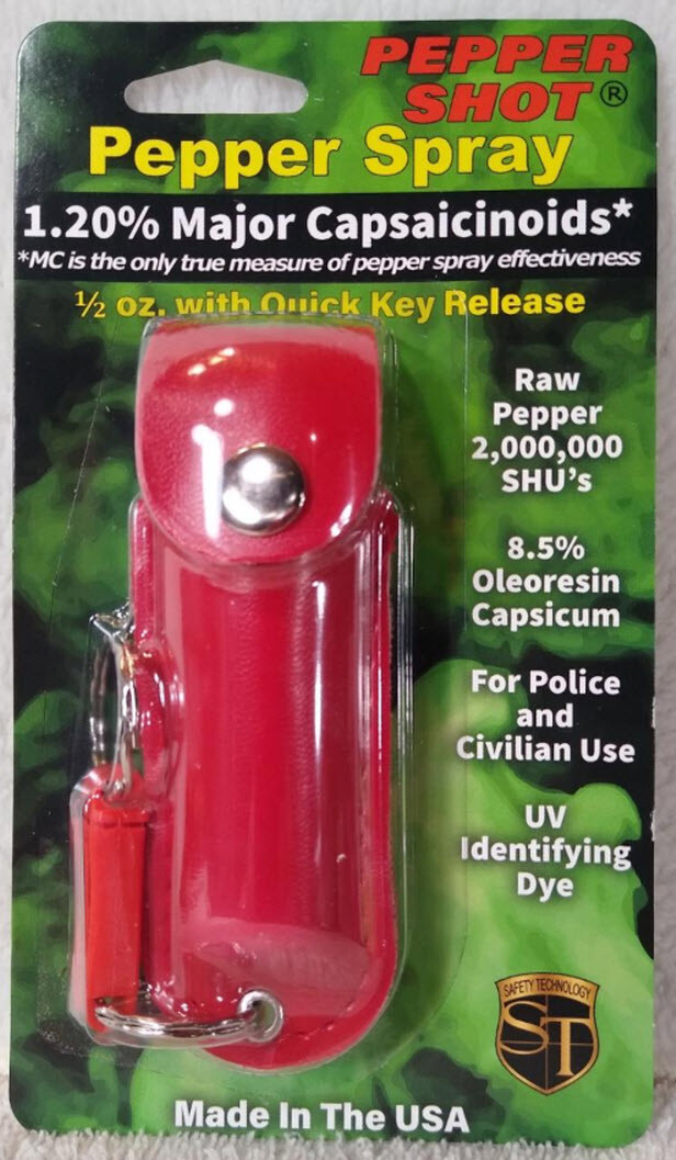 Pepper Spray .50oz RED Artificial Leather Key Chain Case ^^@